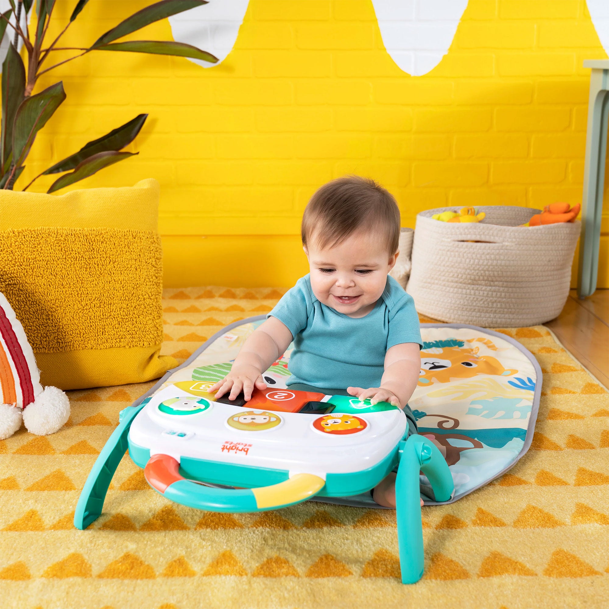 Bright Starts 4 in 1 Groovin Kicks Piano Drum Baby Play Gym, Tropical (Used) - VMInnovations
