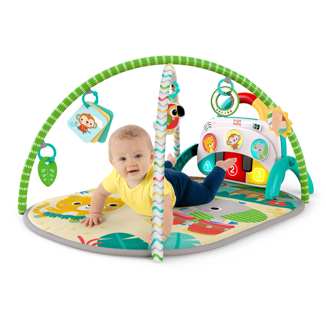 Bright Starts 4 in 1 Groovin Kicks Piano and Drum Baby Play Gym, Tropical Safari - VMInnovations