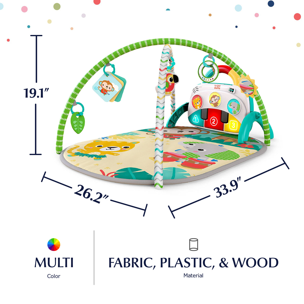 Bright Starts 4 in 1 Groovin Kicks Piano Drum Baby Play Gym, Tropical (Used) - VMInnovations