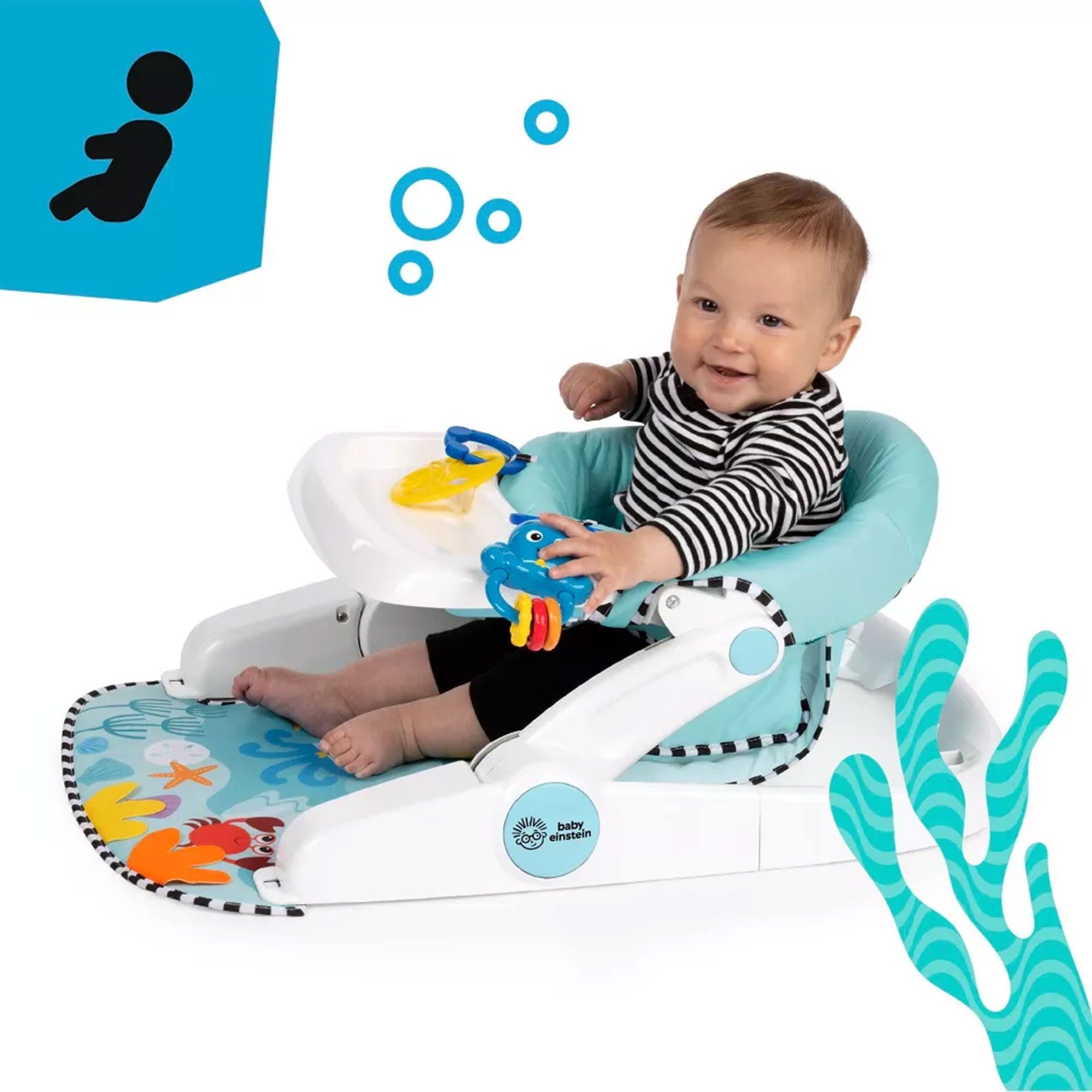 Baby Einstein Unisex Sea of Support 2 In 1 Sit Up Floor Seat with Soft Seat Pad - VMInnovations