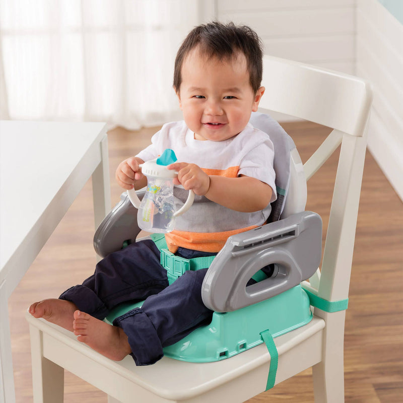 Summer Infant Unisex Deluxe Comfort Folding Booster Seat with Feeding Tray, Grey
