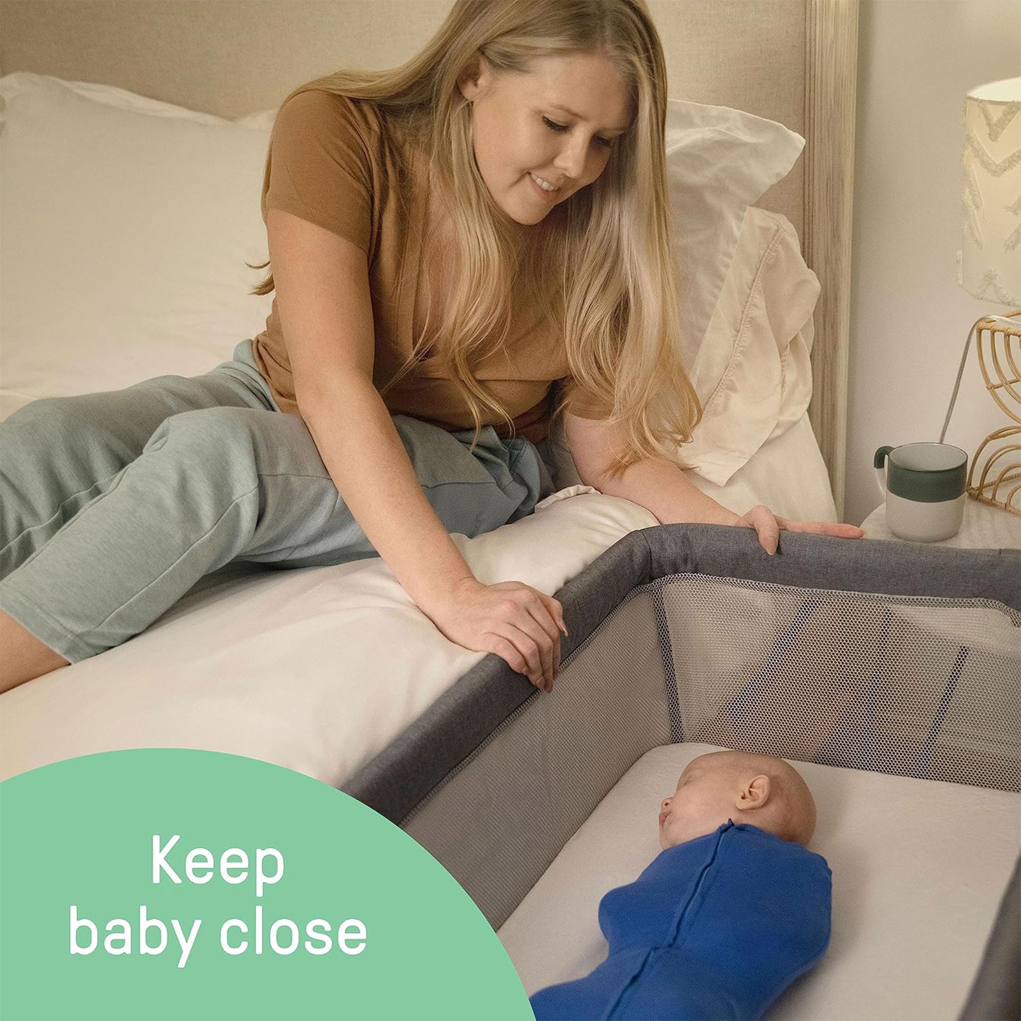 Ingenuity SwaddleMe Beginnings Compact Multi Position Baby Bassinet, Gray Tweed - VMInnovations