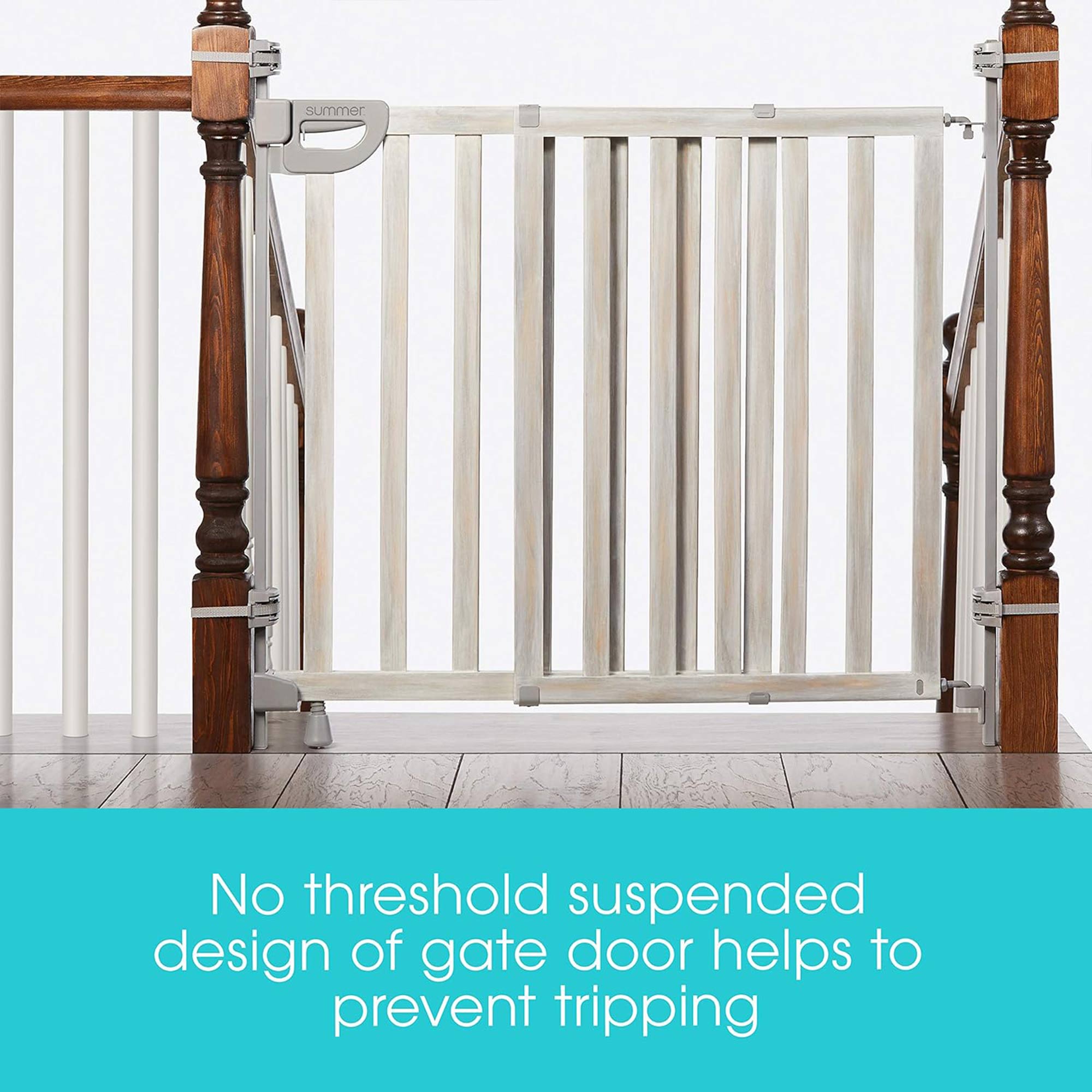 Summer Infant Banister and Stair Wood Safety Gate with Extra Wide Door Design - VMInnovations