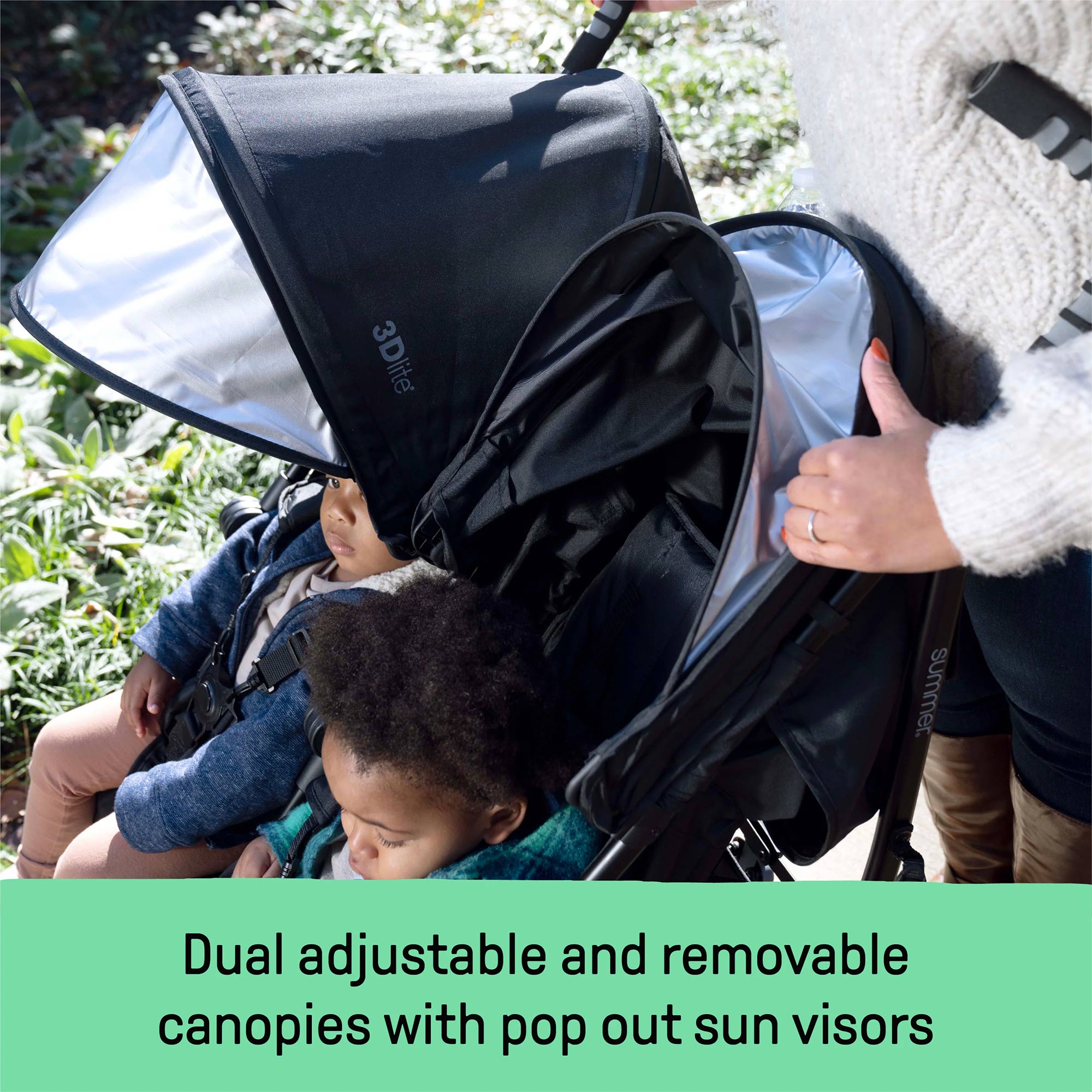 Summer Infant 3Dlite Side by Side Double Stroller for Infants & Toddlers, Black - VMInnovations