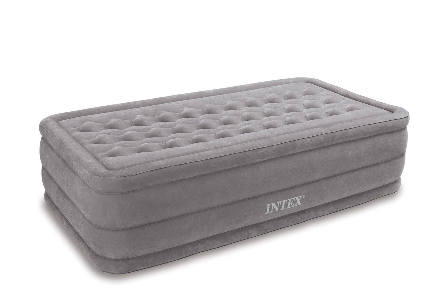 INTEX Twin Ultra Plush Air Bed Raised Airbed Mattress & Pump Kit - Open Box