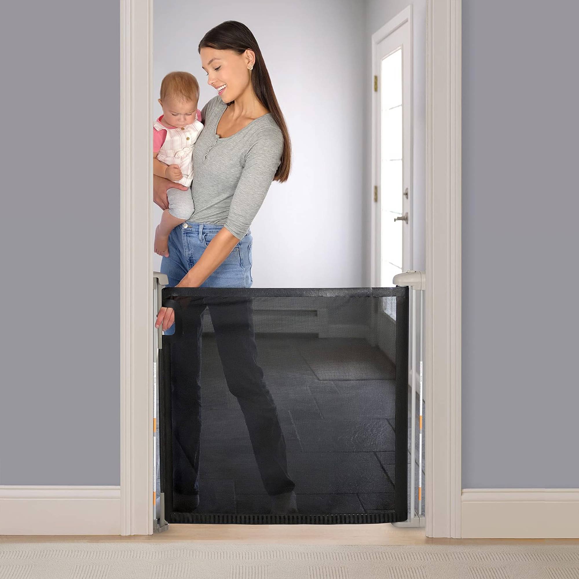 Ingenuity Summer Infant Tuck Away Mesh Stairway Pet & Baby Gate with Metal Frame - VMInnovations