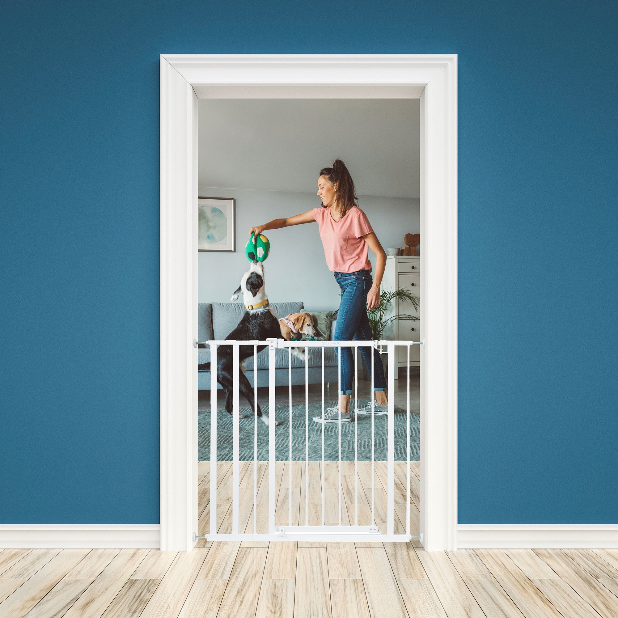 Ingenuity Ozzy & Kazoo 36” Tall Walk Through Dog Gate For Doorway or Stairway - VMInnovations