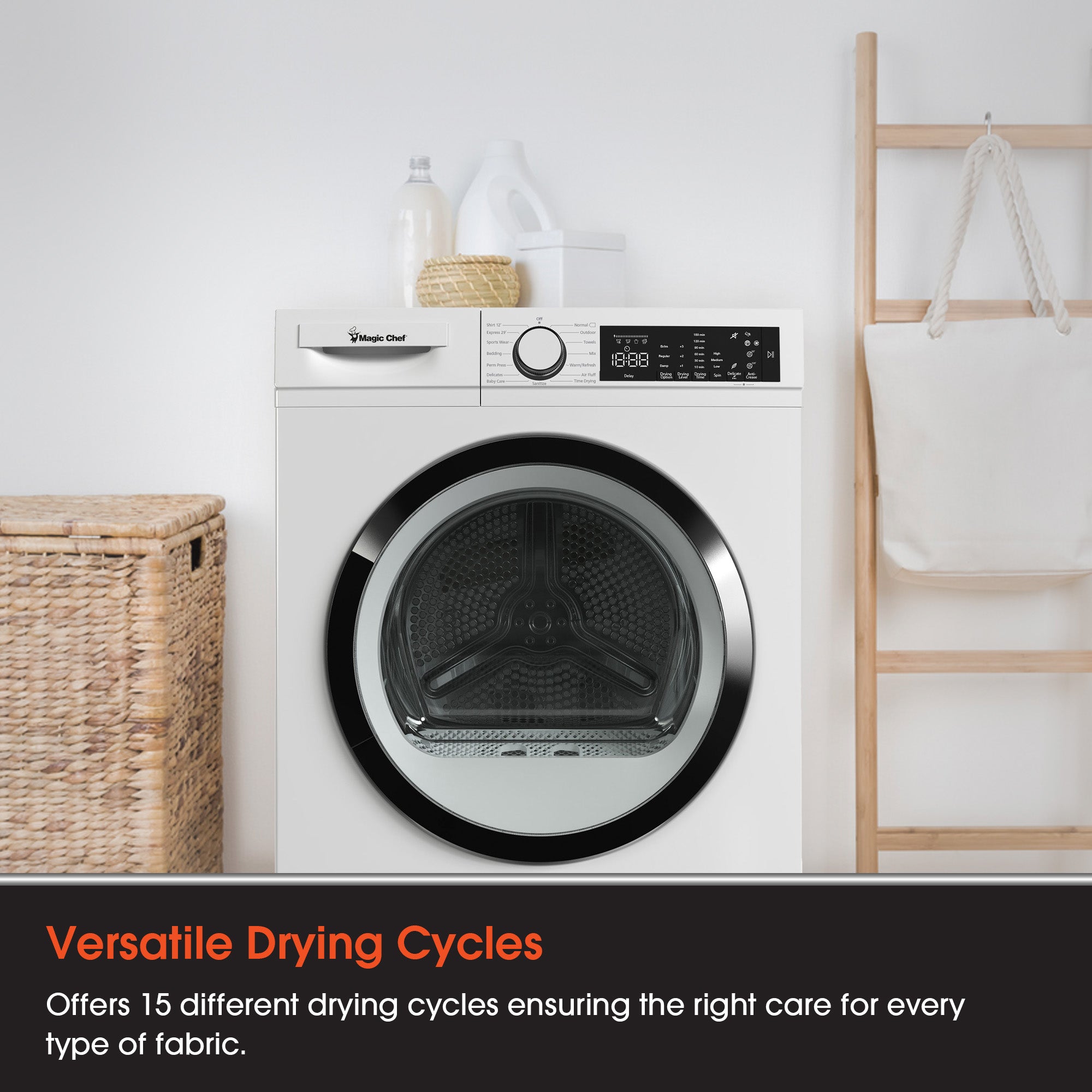 Magic Chef 24 Inch Condensing Front Load Stackable Electric Dryer with Options - VMInnovations