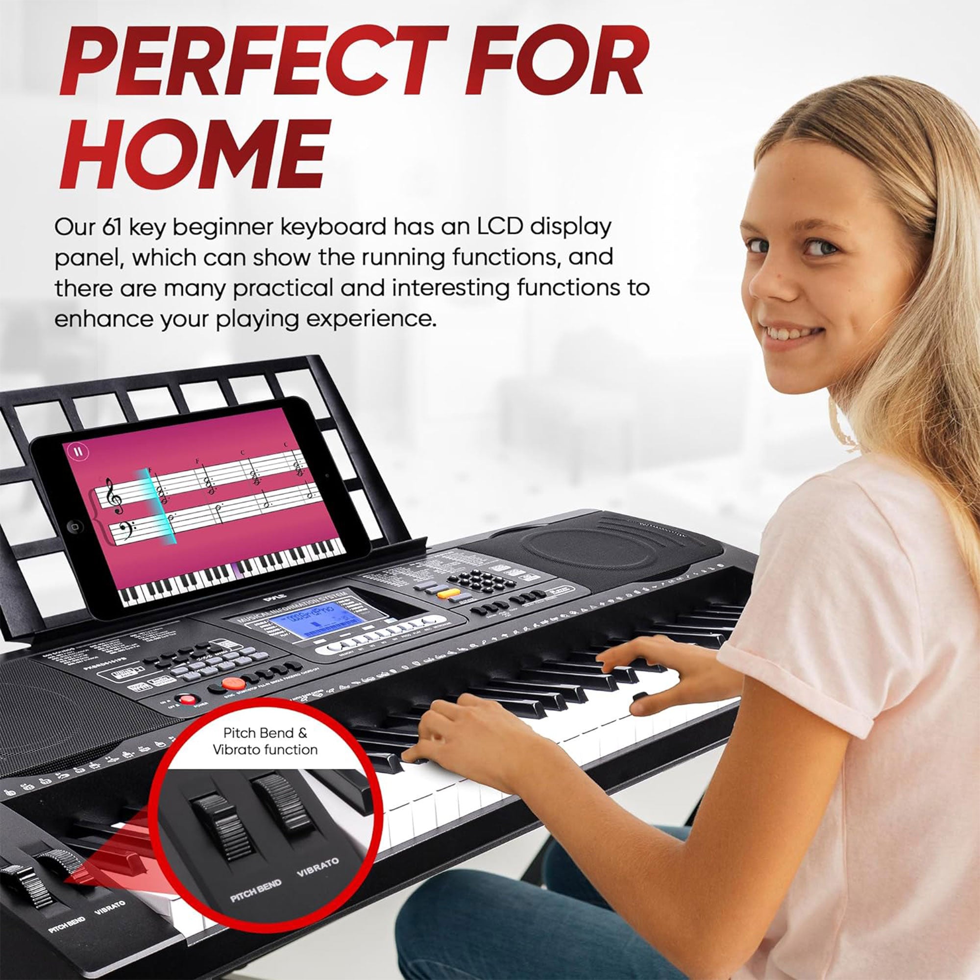 Pyle 2 in 1 Portable Electronic Piano Keyboard with Stool & Stand(Open Box) - VMInnovations