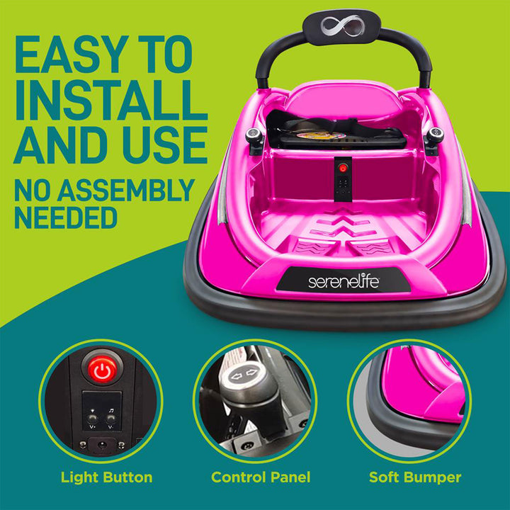Serenelife 360 Degree Spinning Bumper Car w/Adjustable Belt & Controls, Pink - VMInnovations