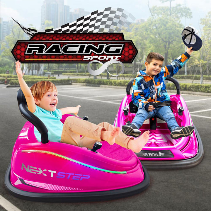 Serenelife 360 Degree Spinning Bumper Car w/Adjustable Belt & Controls, Pink - VMInnovations
