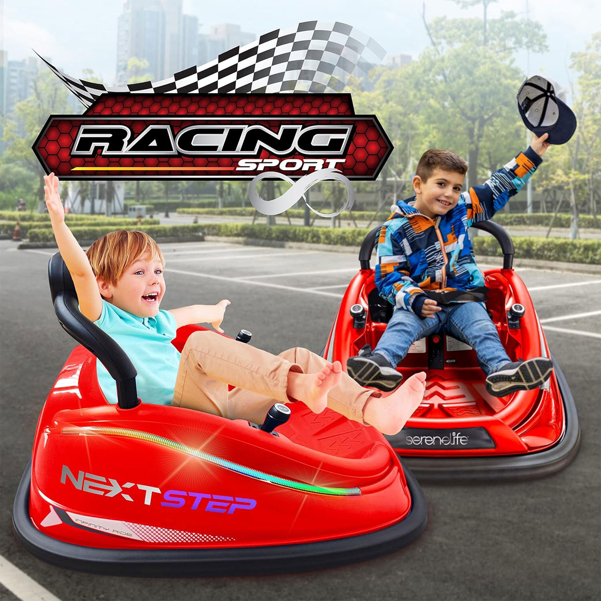 Serenelife 360 Degree Bumper Car w/Adjustable Belt & Controls, Red (Open Box) - VMInnovations
