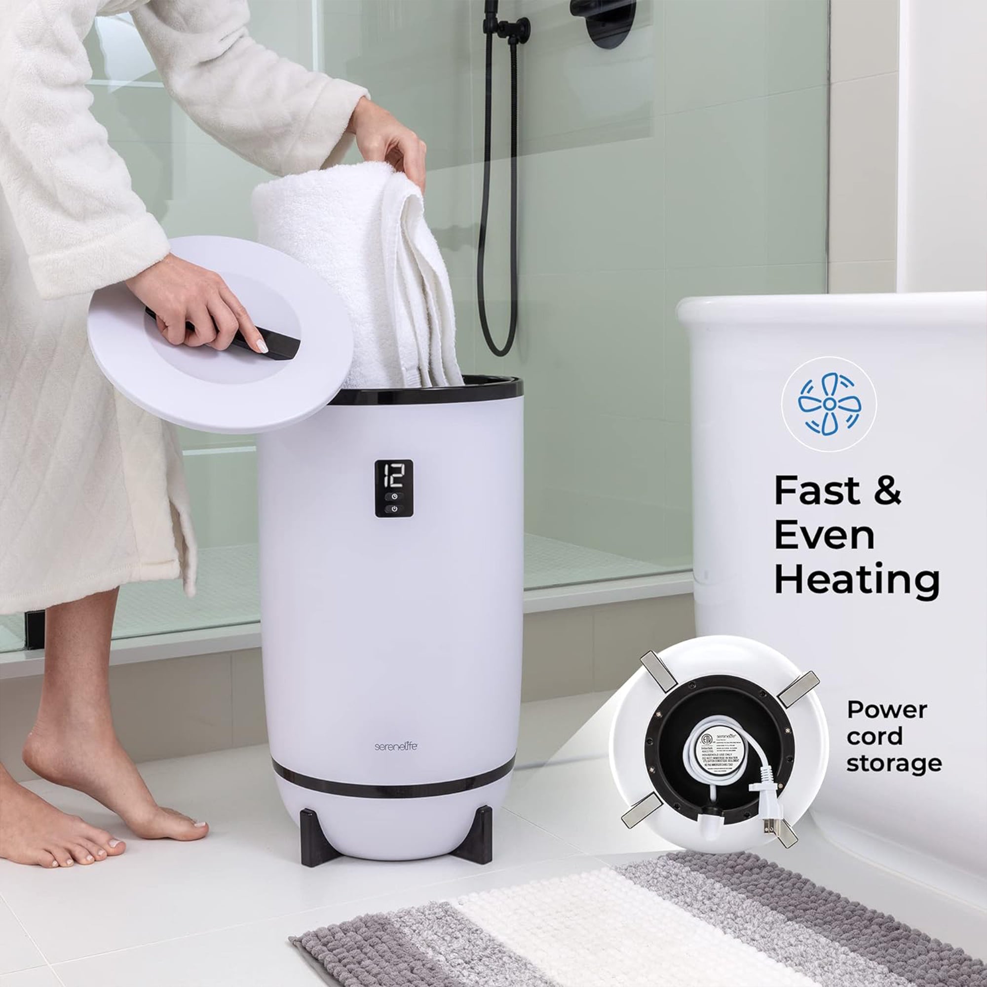 Serenelife Touch Towel Warmer w/Fragrant Disc Holder & LED Ring (For Parts) - VMInnovations