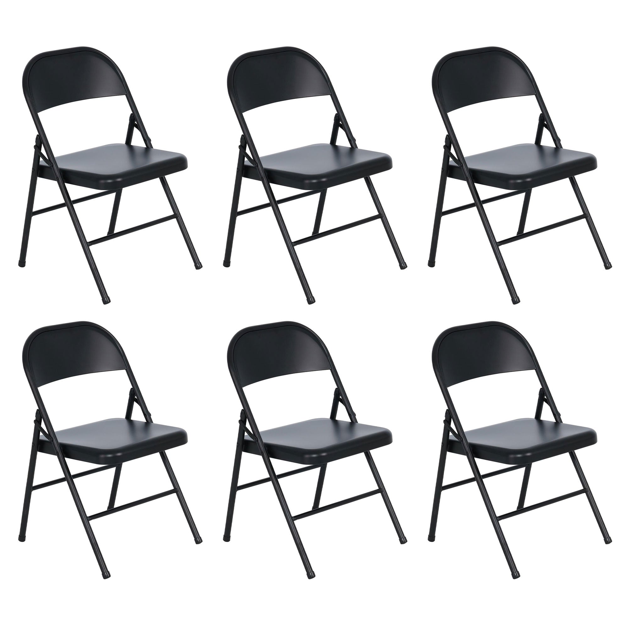 Peakform Steel Folding Chair with Leg Braces Construction and Foot Caps, 6 Pack - VMInnovations