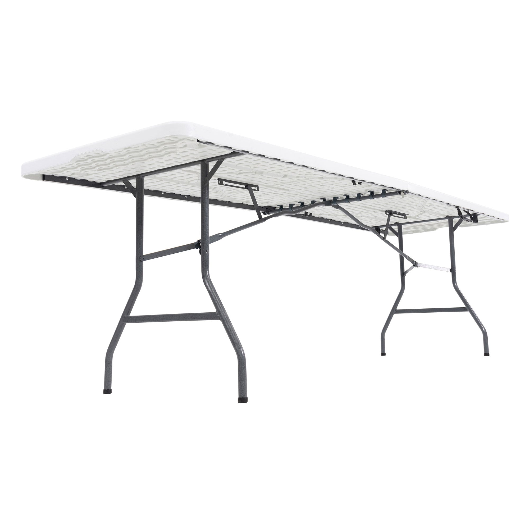 Peakform Compact Fold In Half Banquet Table for Indoor Outdoor Use, 8 Ft, White - VMInnovations