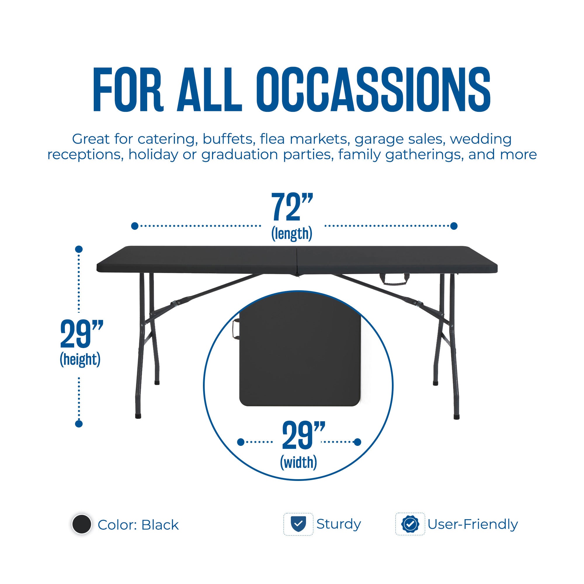 Plastic Development Group 6 Ft Fold In Half Folding Banquet Table (Open Box) - VMInnovations
