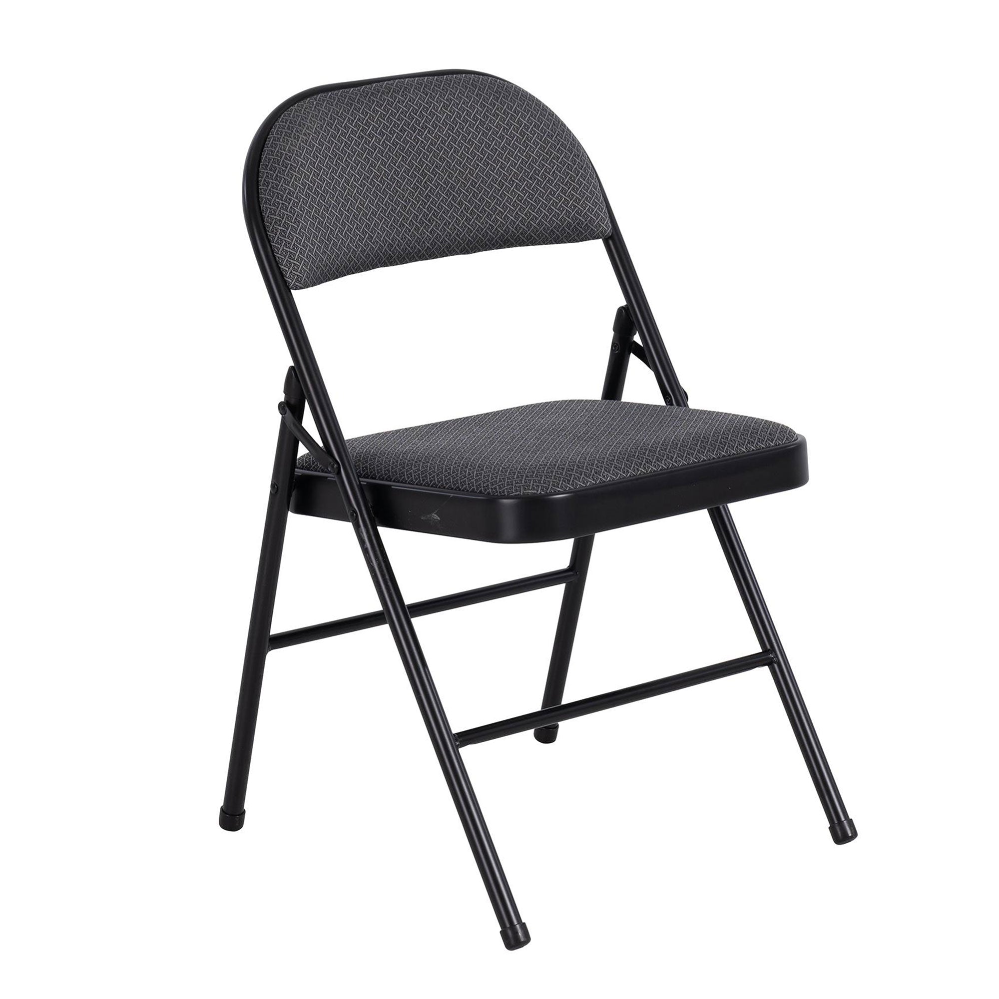 Peakform Folding Vinyl Padded Chair with Comfortable Seat Cushion, 4 Pack, Black