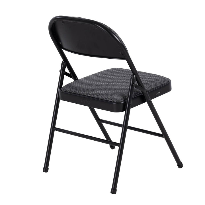 Peakform Folding Vinyl Padded Chair with Comfortable Seat Cushion, 4 Pack, Black