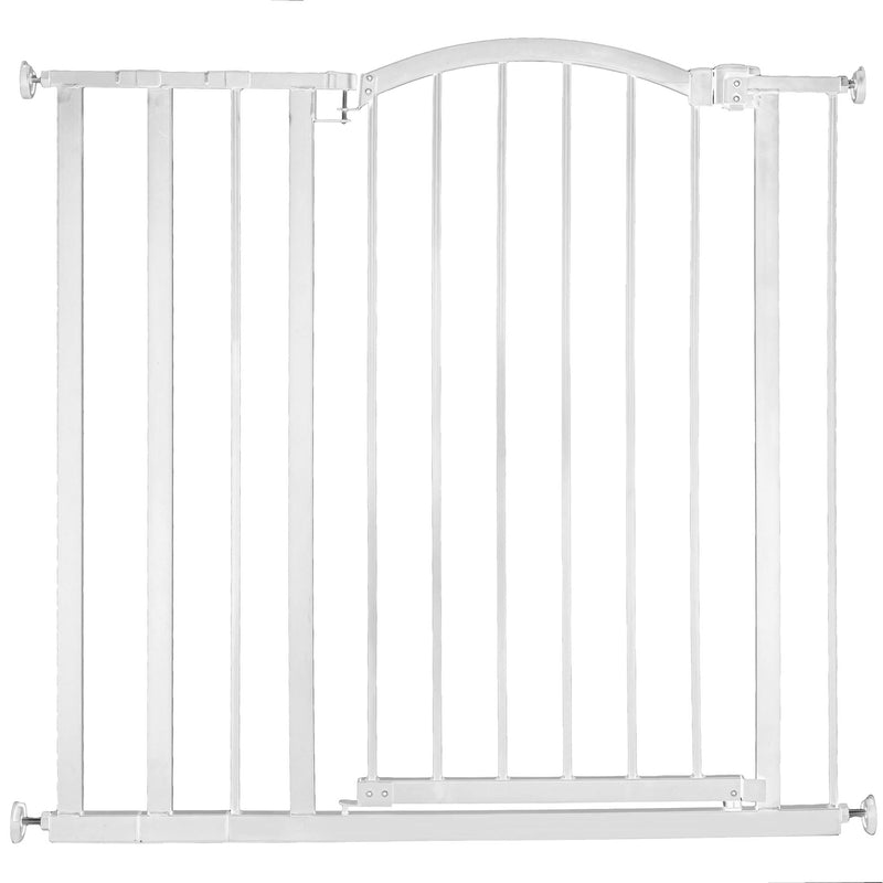 Ingenuity Deluxe Metal Extra Tall Walk Through Arch Dog Gate for Doorways, White