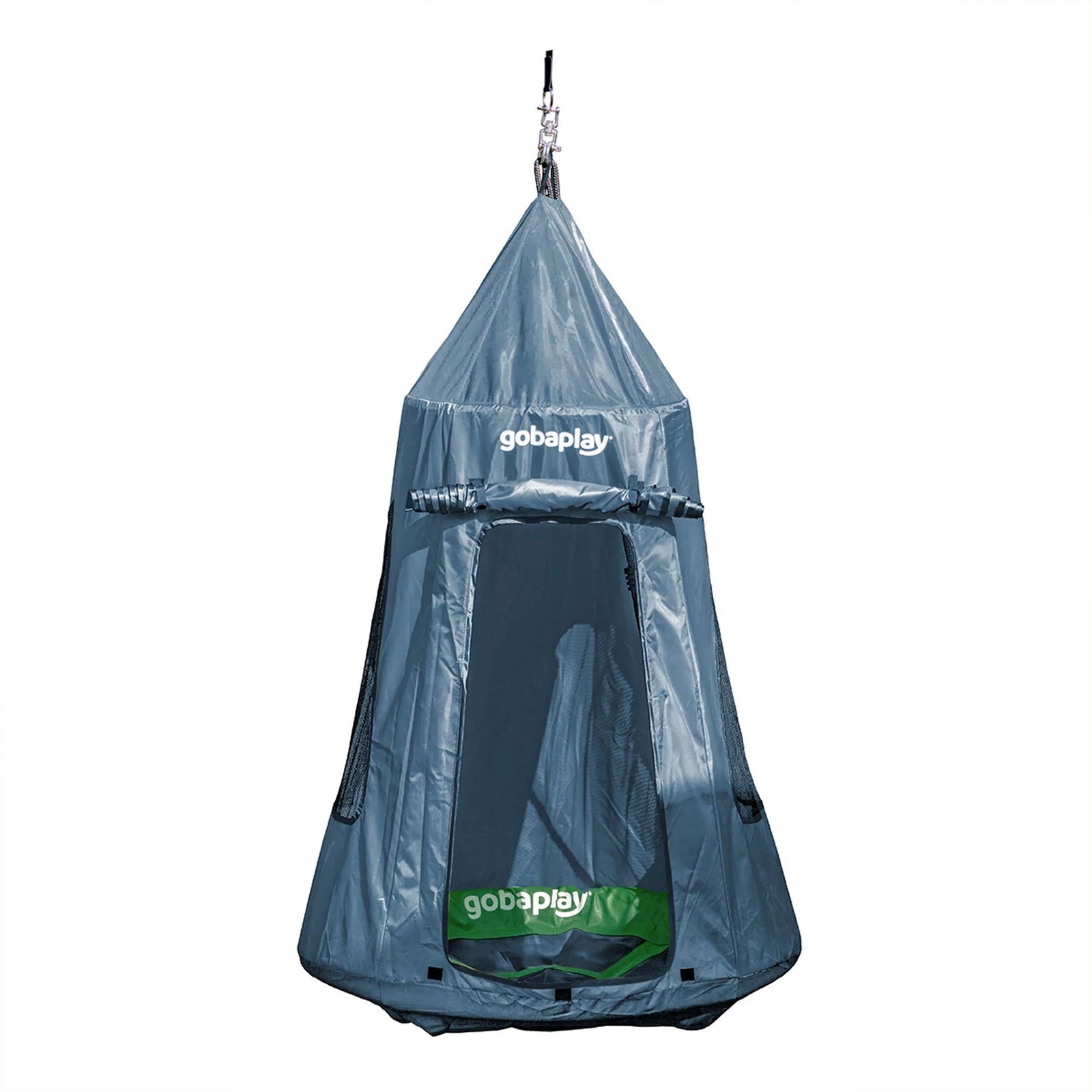 gobaplay Round Platform Saucer Tree Swing, Green with Hanging Tent Cover, Grey - VMInnovations