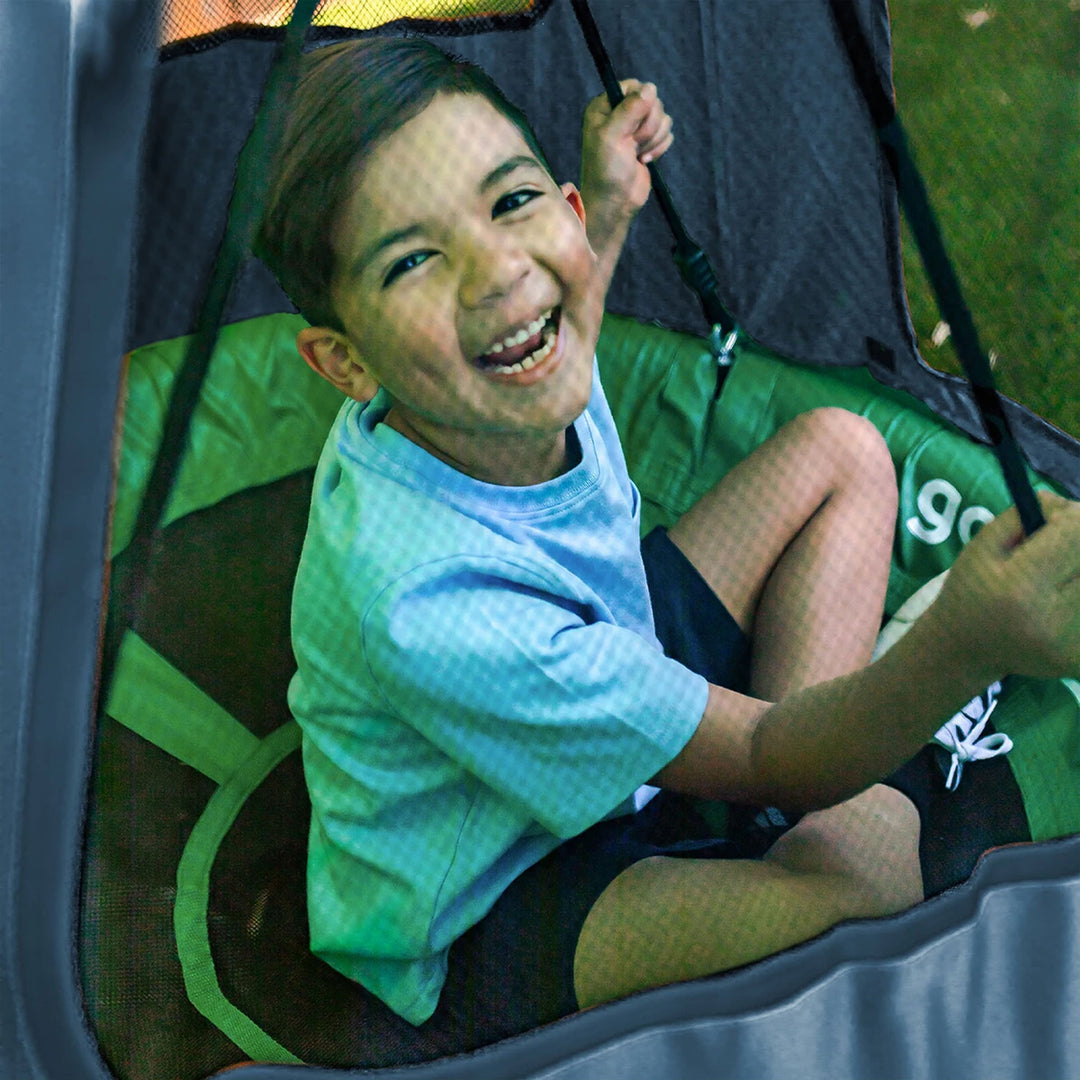 gobaplay Round Platform Saucer Tree Swing, Green with Hanging Tent Cover, Grey - VMInnovations