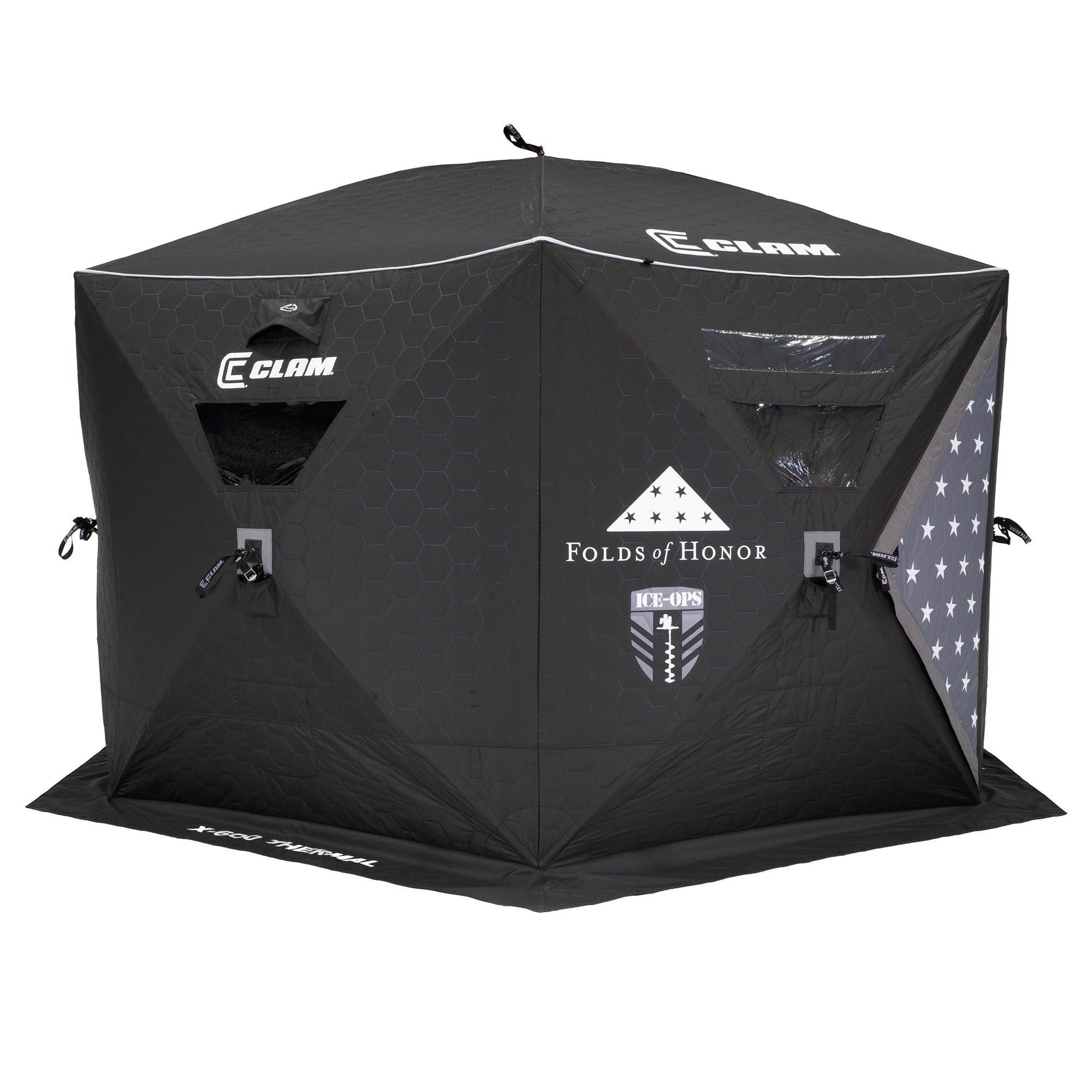 Clam Thermal Ice Shelter 6 Person Insulated Winter Fishing Hub Tent X-600, Black - VMInnovations