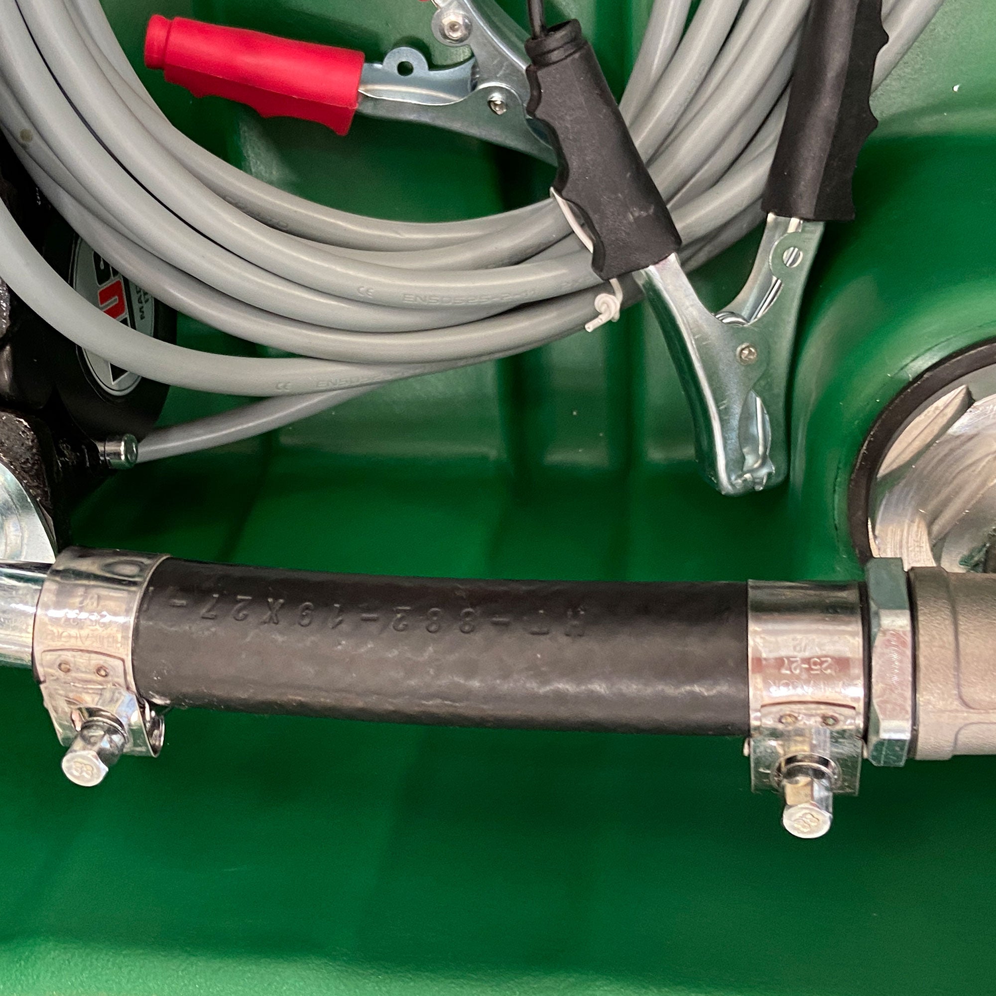AM-TANK 116 Gal Portable Diesel Tank w/ Electric Transfer Pump & Storage, Green - VMInnovations