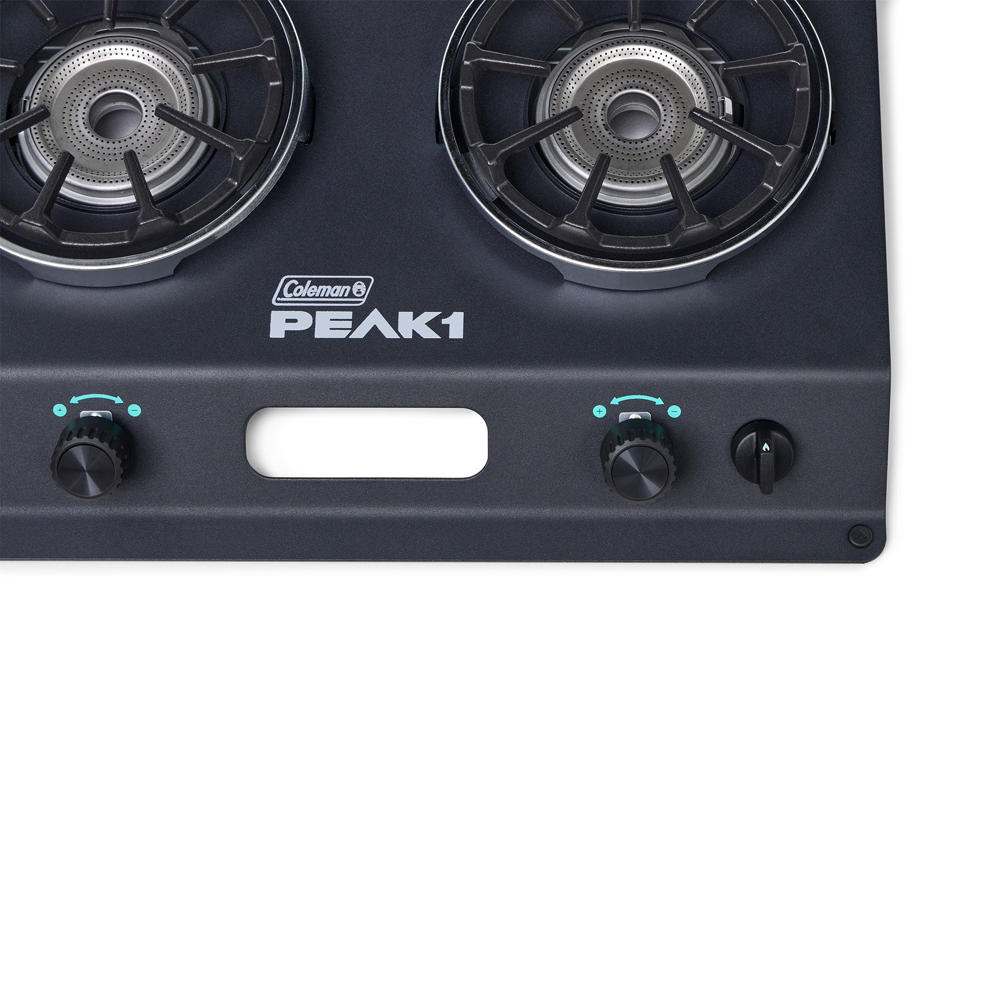 Coleman PEAK1 2 Burner Camping Stove with Matchless Lighting and Cast Iron Grate - VMInnovations