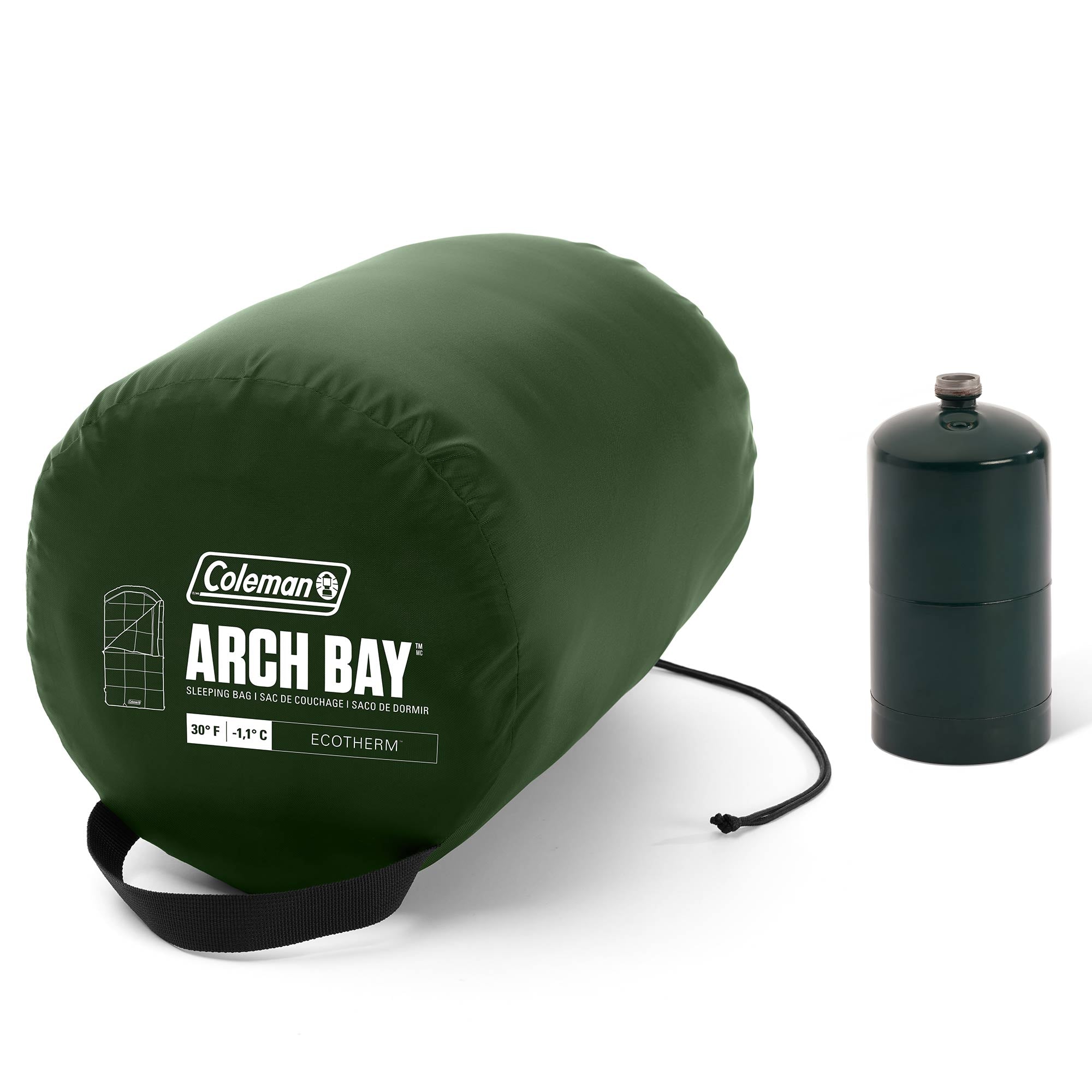 Coleman Bay Cold Weather Sleeping Bag w/ZipPlow & Thermolock, Green (Open Box) - VMInnovations