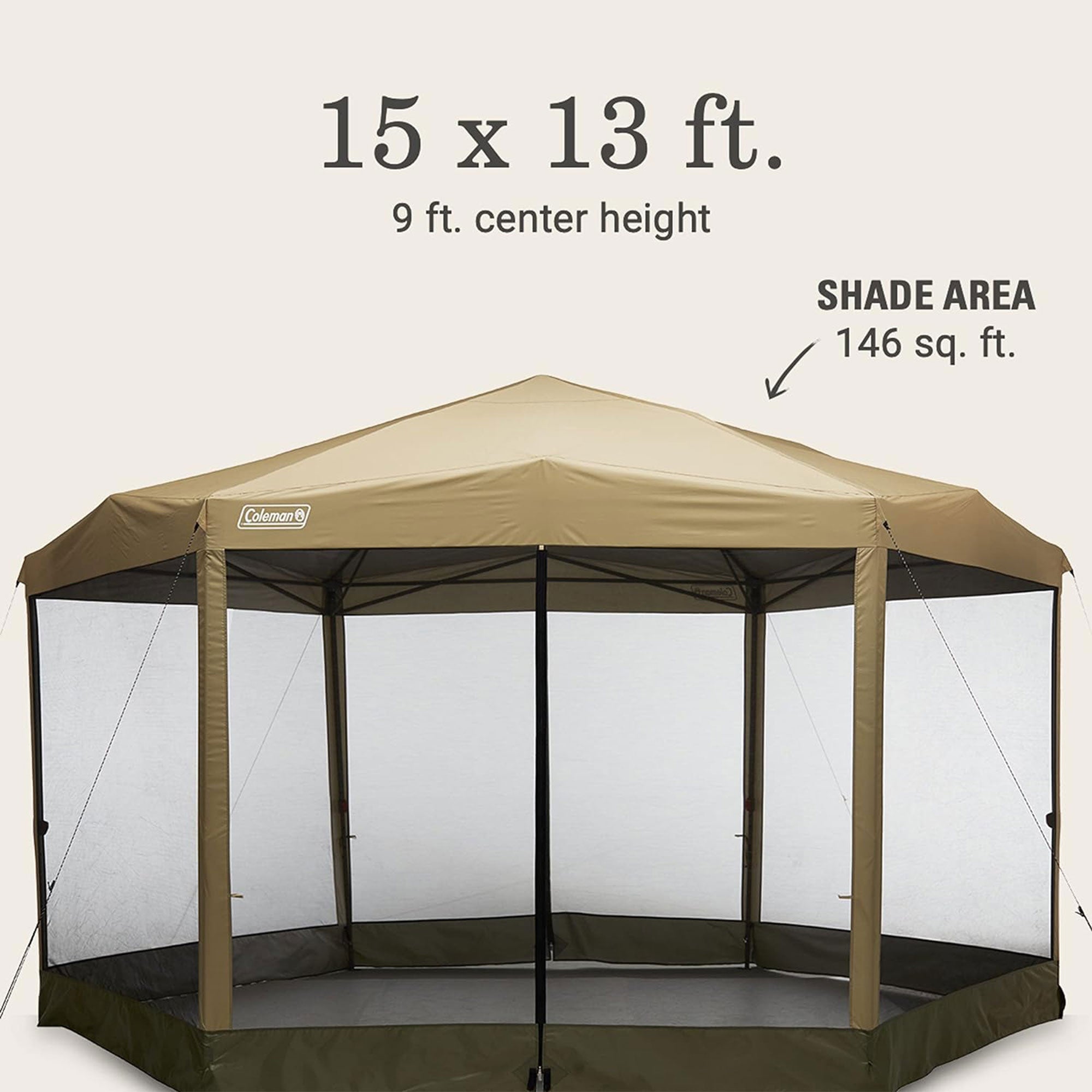 Coleman Back Home 15 x 13 Ft Screen House Instant Setup Canopy Tent, Oak (Used) - VMInnovations
