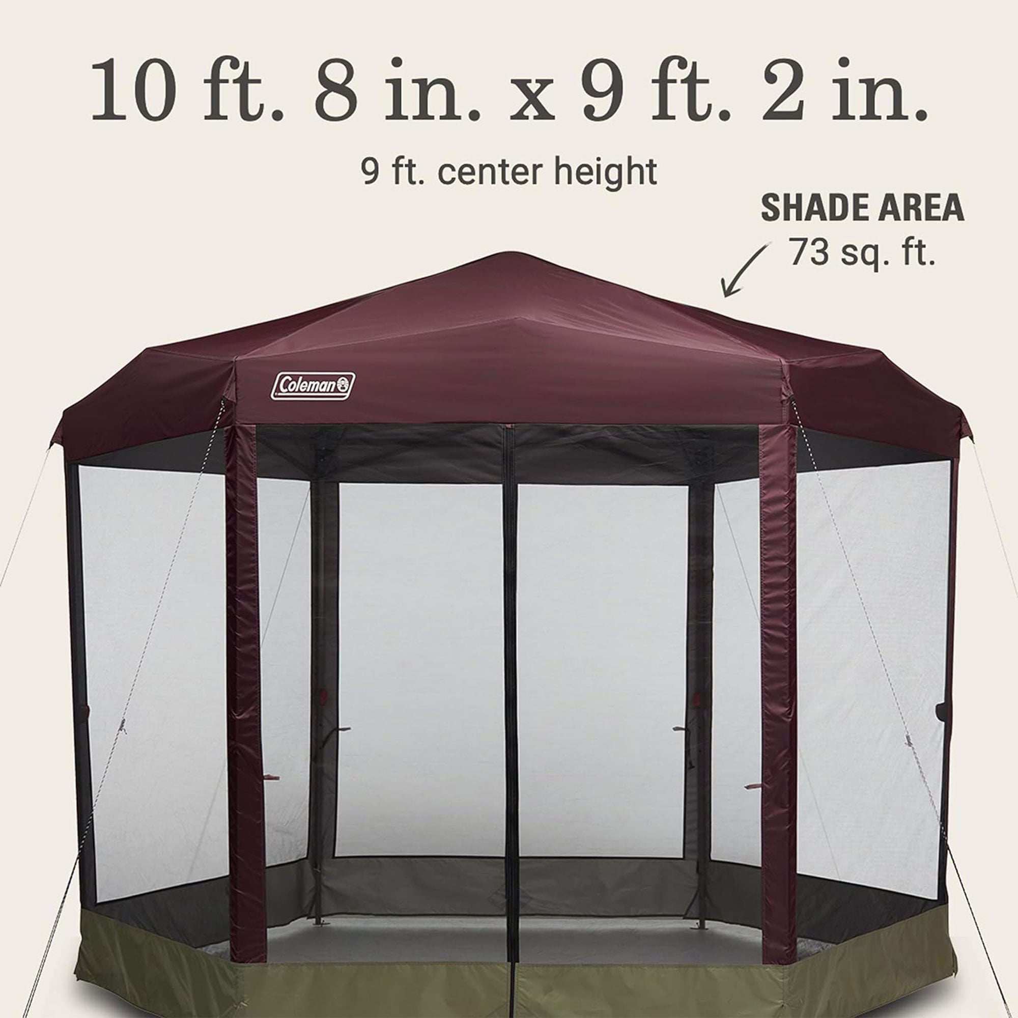 Coleman Back Home 10.5 x 9 Ft Screen House Instant Setup Canopy Tent, Blackberry