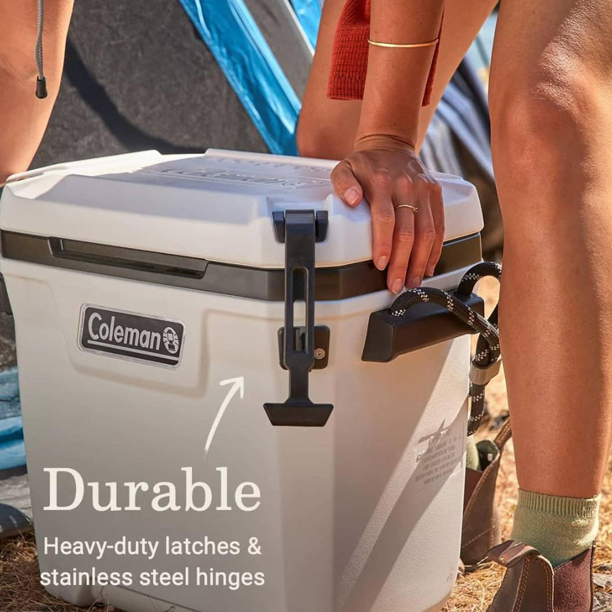 Coleman Convoy Series 28 Quart Cooler with Reflective Rope Handles, White Cloud