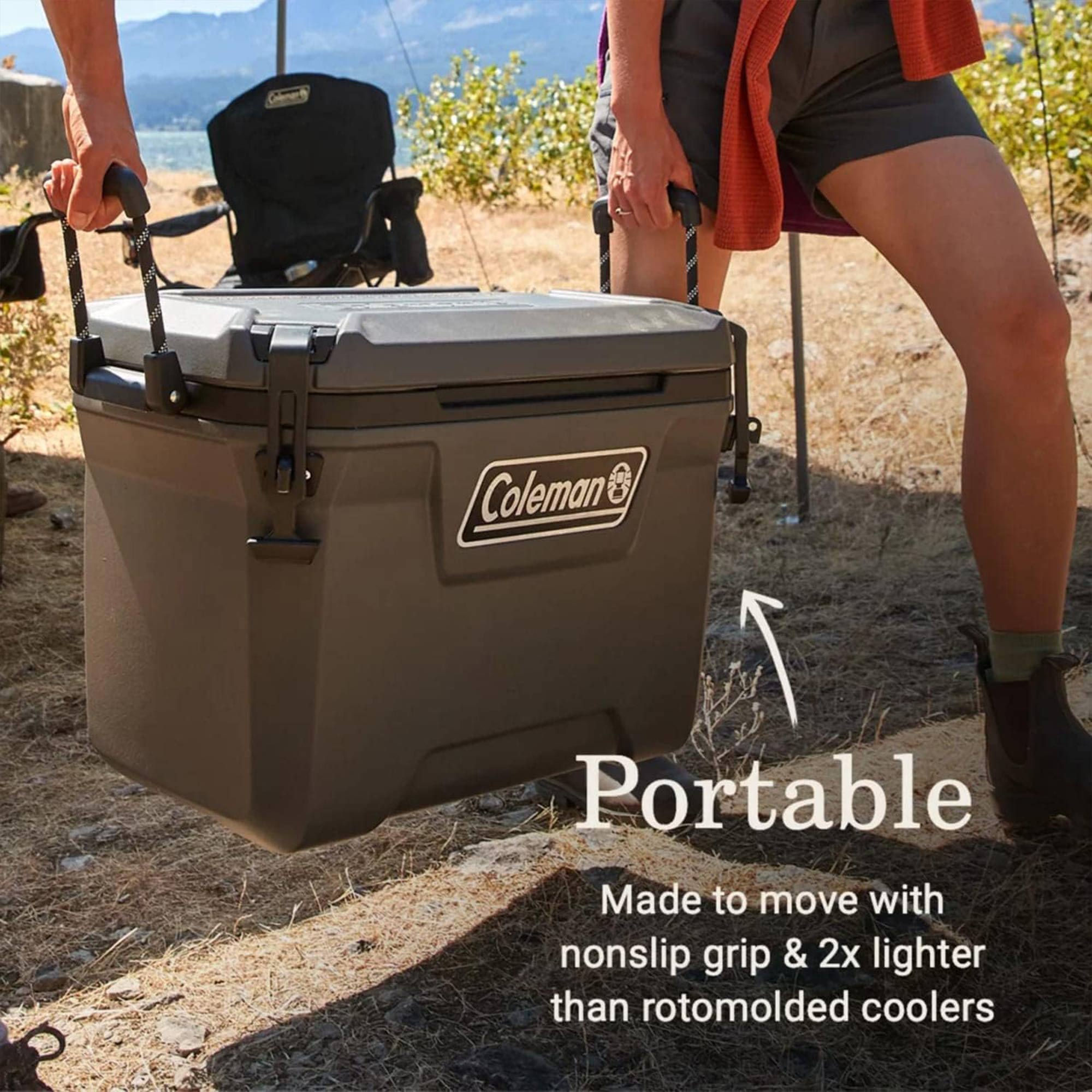 Coleman Convoy Series 55 Quart Cooler with Reflective Rope Handles, Dark Storm