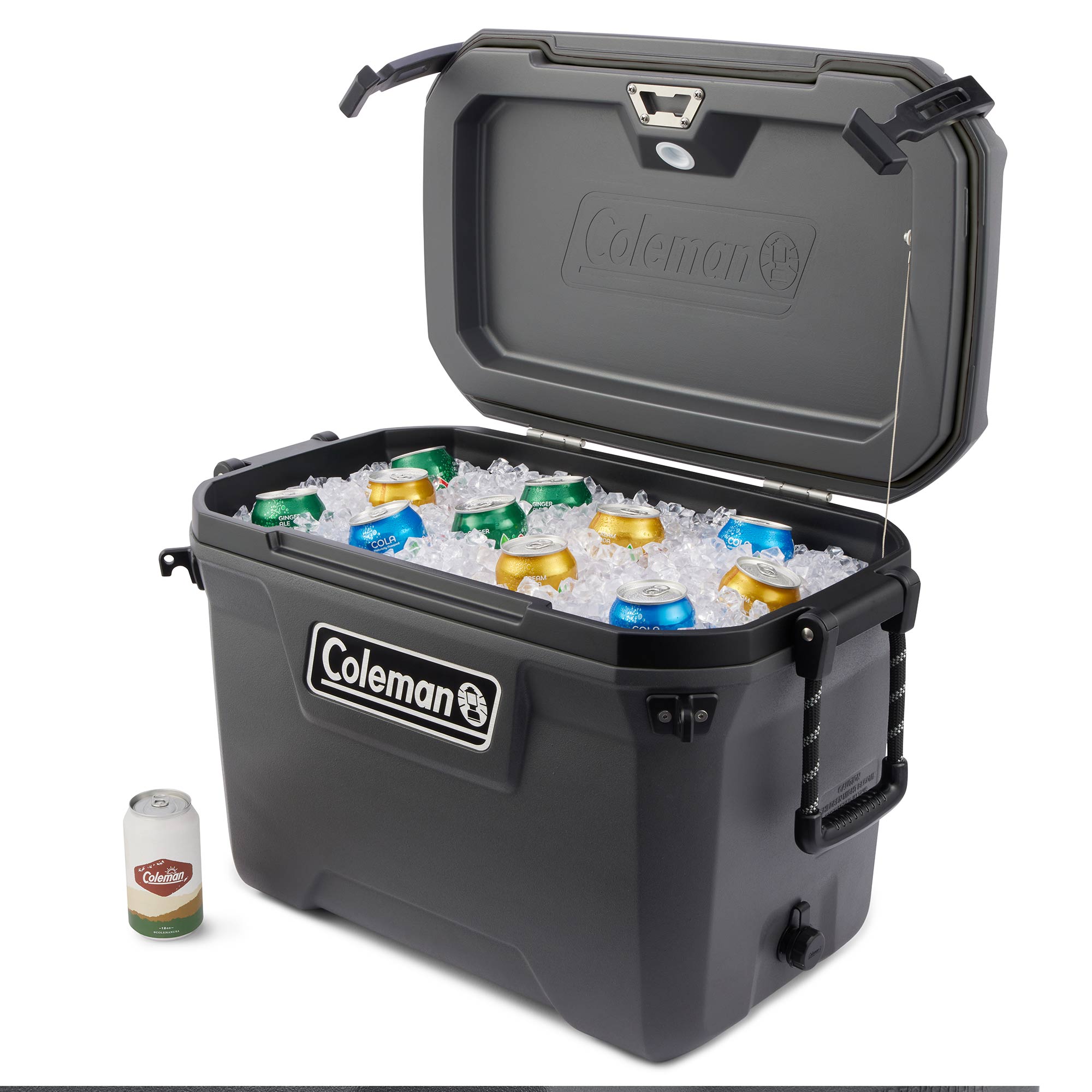 Coleman Convoy Series 55 Quart Cooler with Reflective Rope Handles, Dark Storm