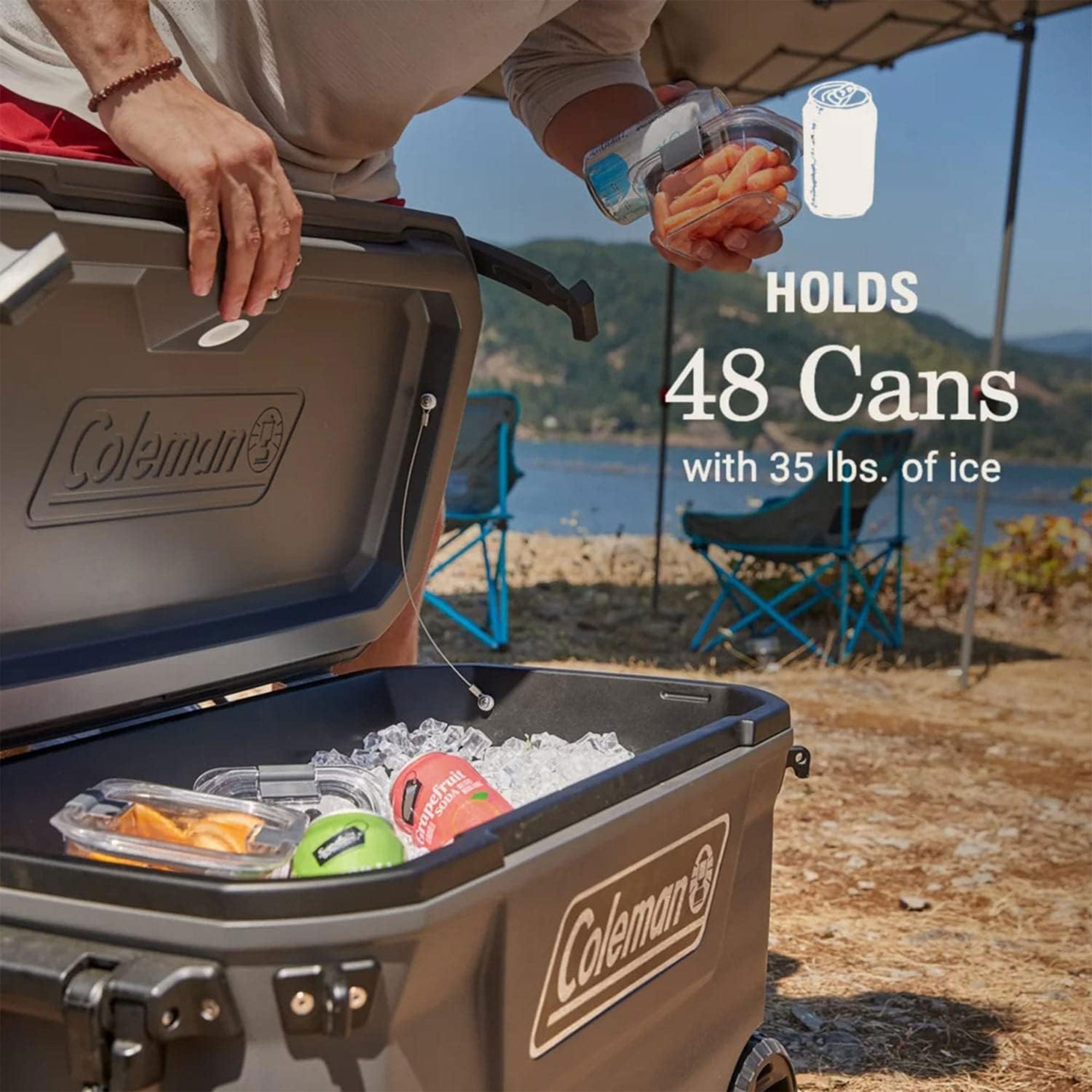Coleman Series 65 Qt Cooler with Wheels & Metal Handle, Dark Storm (Open Box) - VMInnovations