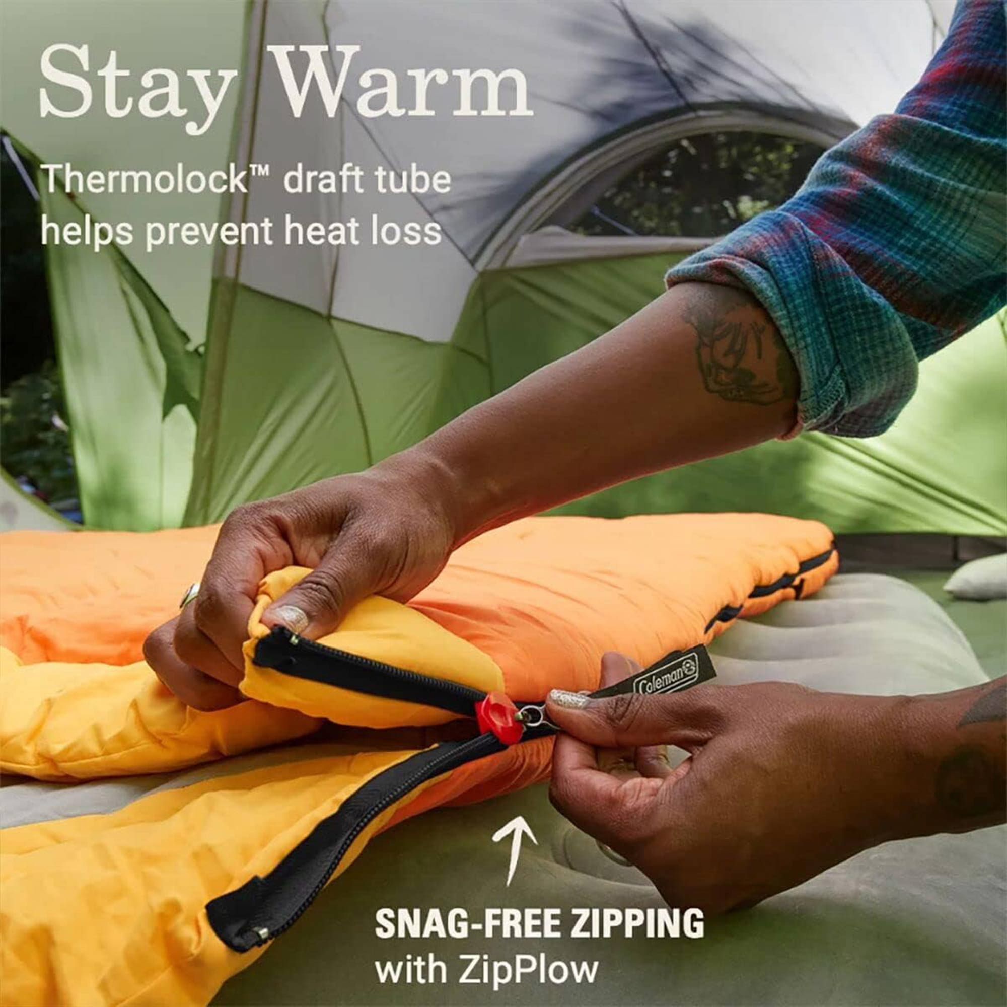 Coleman Arch Bay Cold Weather Sleeping Bag with ZipPlow & Thermolock, Daffodil