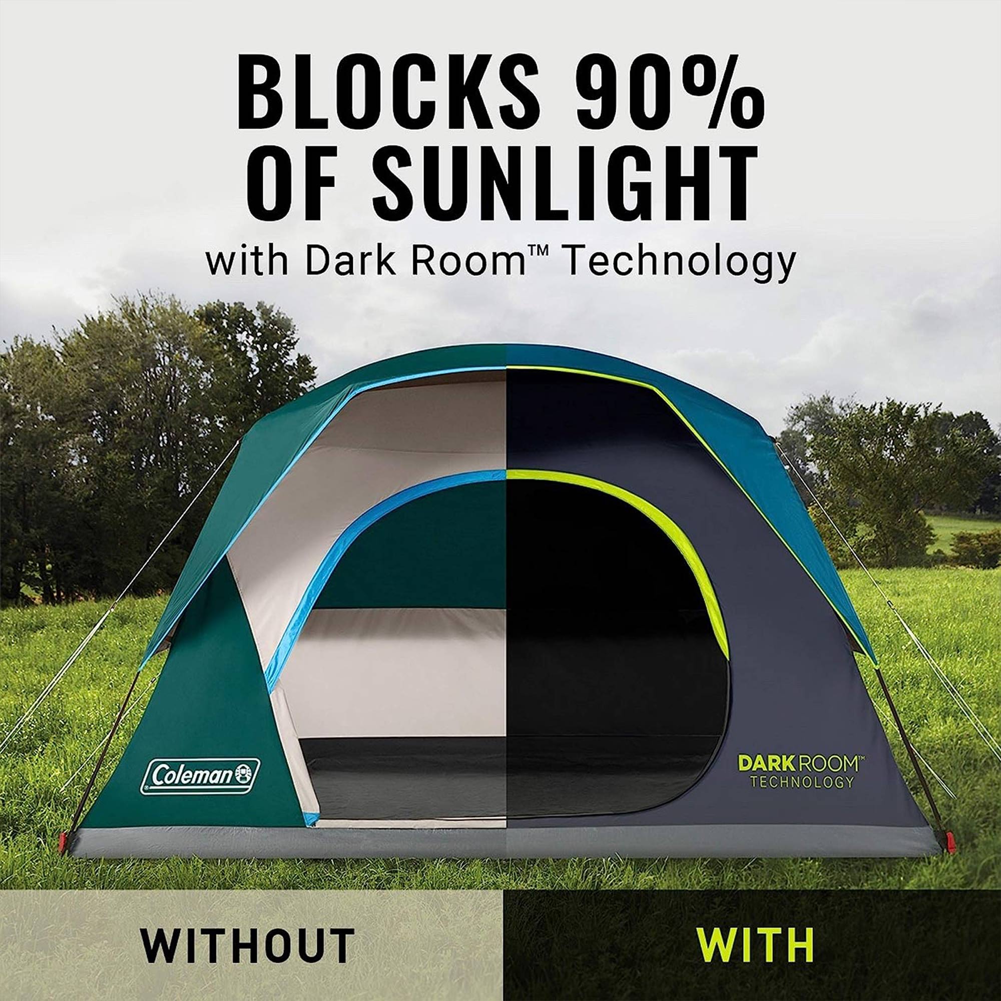 Coleman Skydome 4 Person Camping Tent with Dark Room Technology, Multicolor