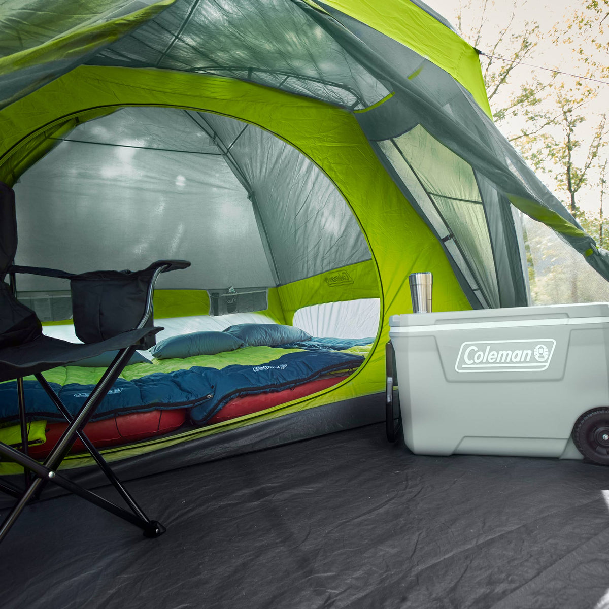 Coleman Skydome 6 Person Camping Tent with Screen Room and Carry Bag, Rock Gray