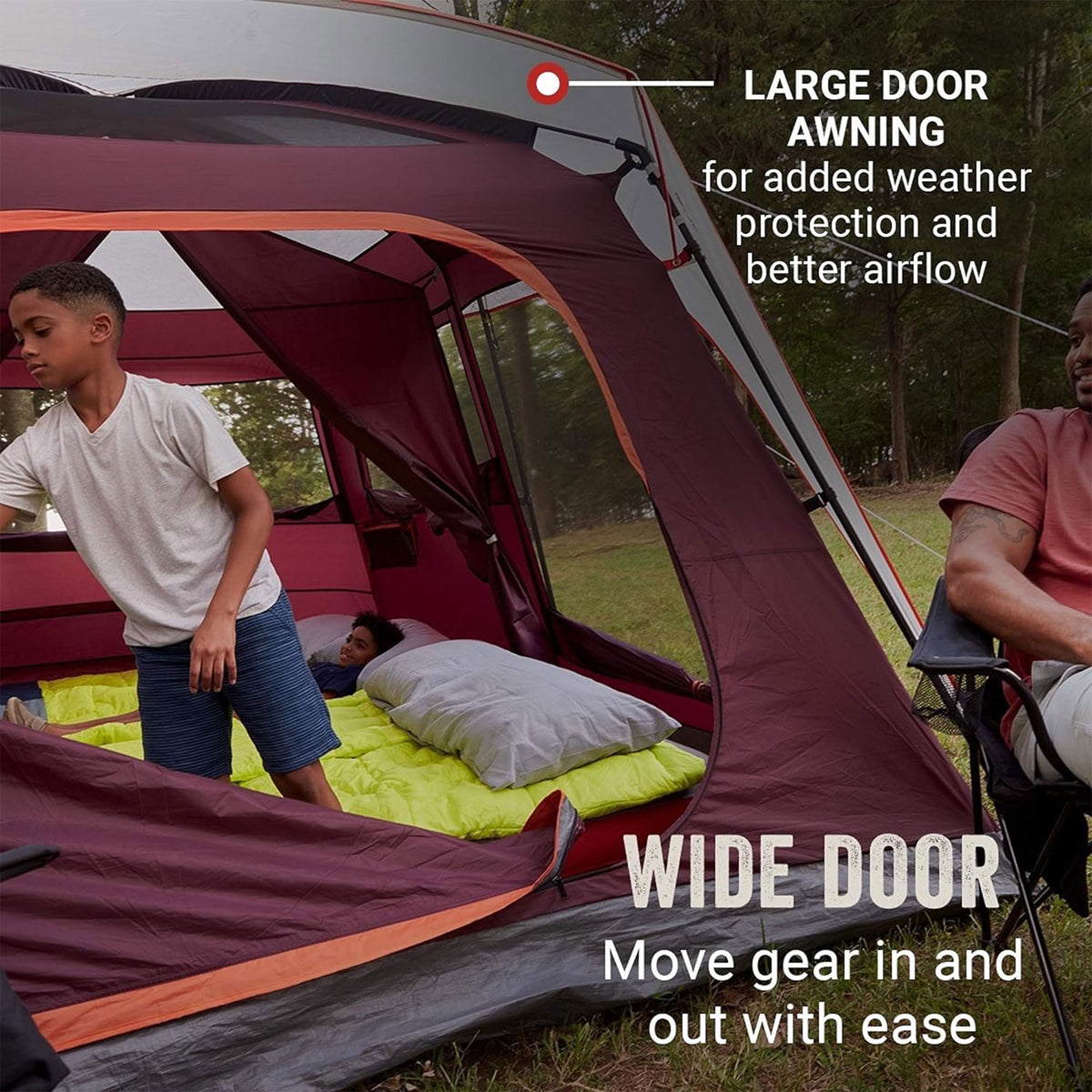Coleman Skylodge 8 Person Camping Tent with Mesh Storage Pockets, Blackberry
