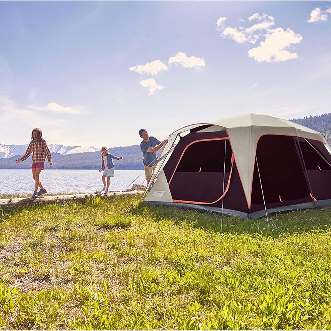 Coleman Skylodge 8 Person Camping Tent w/Mesh Storage Pockets, Blackberry (Used) - VMInnovations