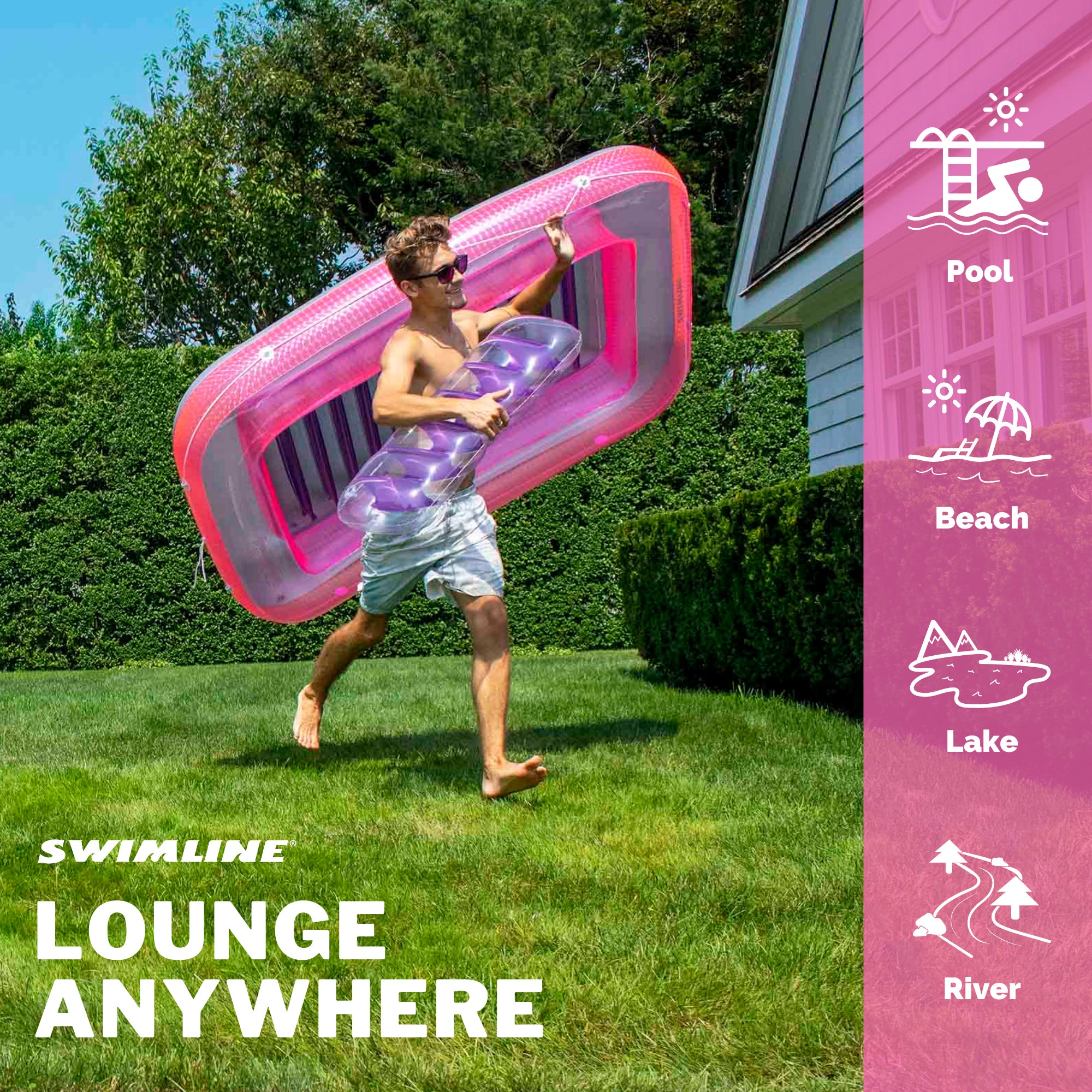 New Swimline 9052 71" Swimming Pool Inflatable Suntan Tub Float Lounge - VMInnovations