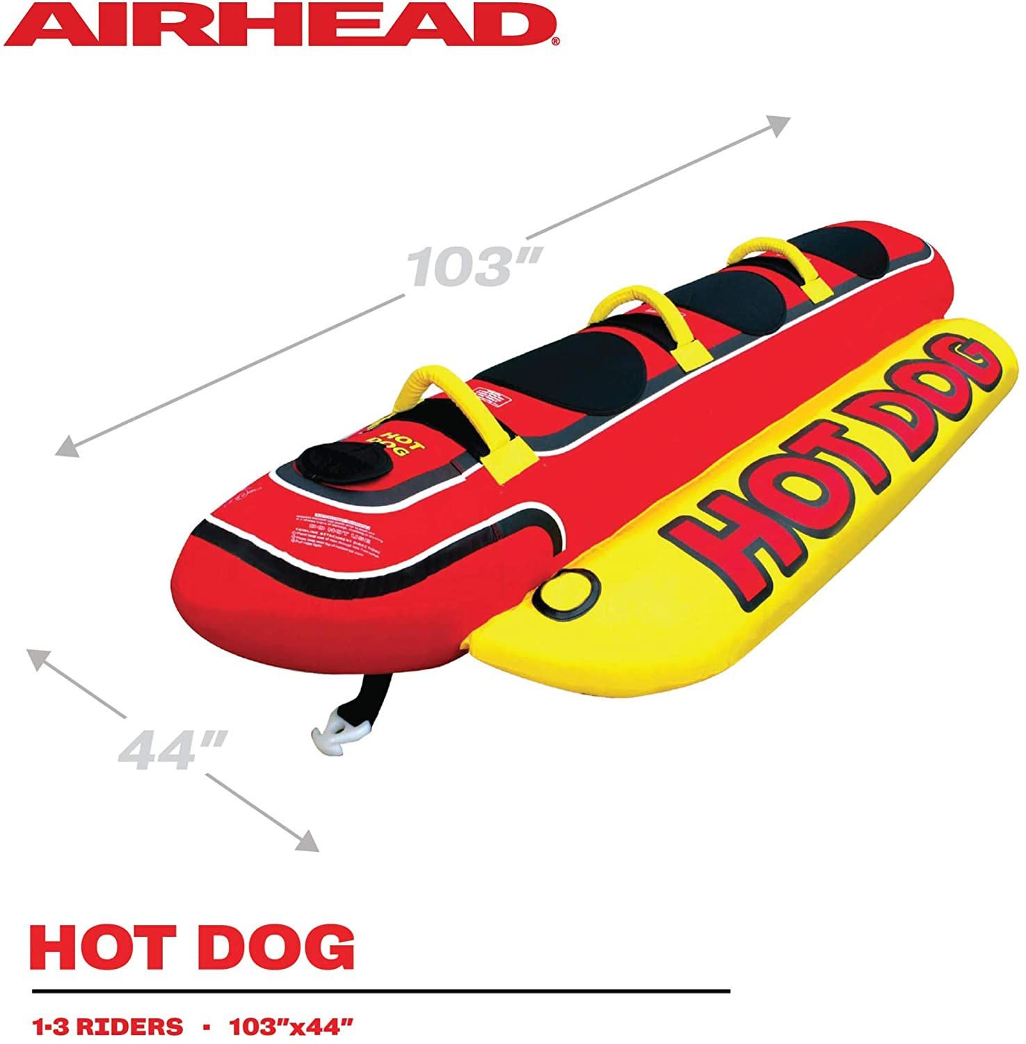 Airhead Hot Dog Triple Rider Towable Inflatable Boat Lake Tube (For Parts)