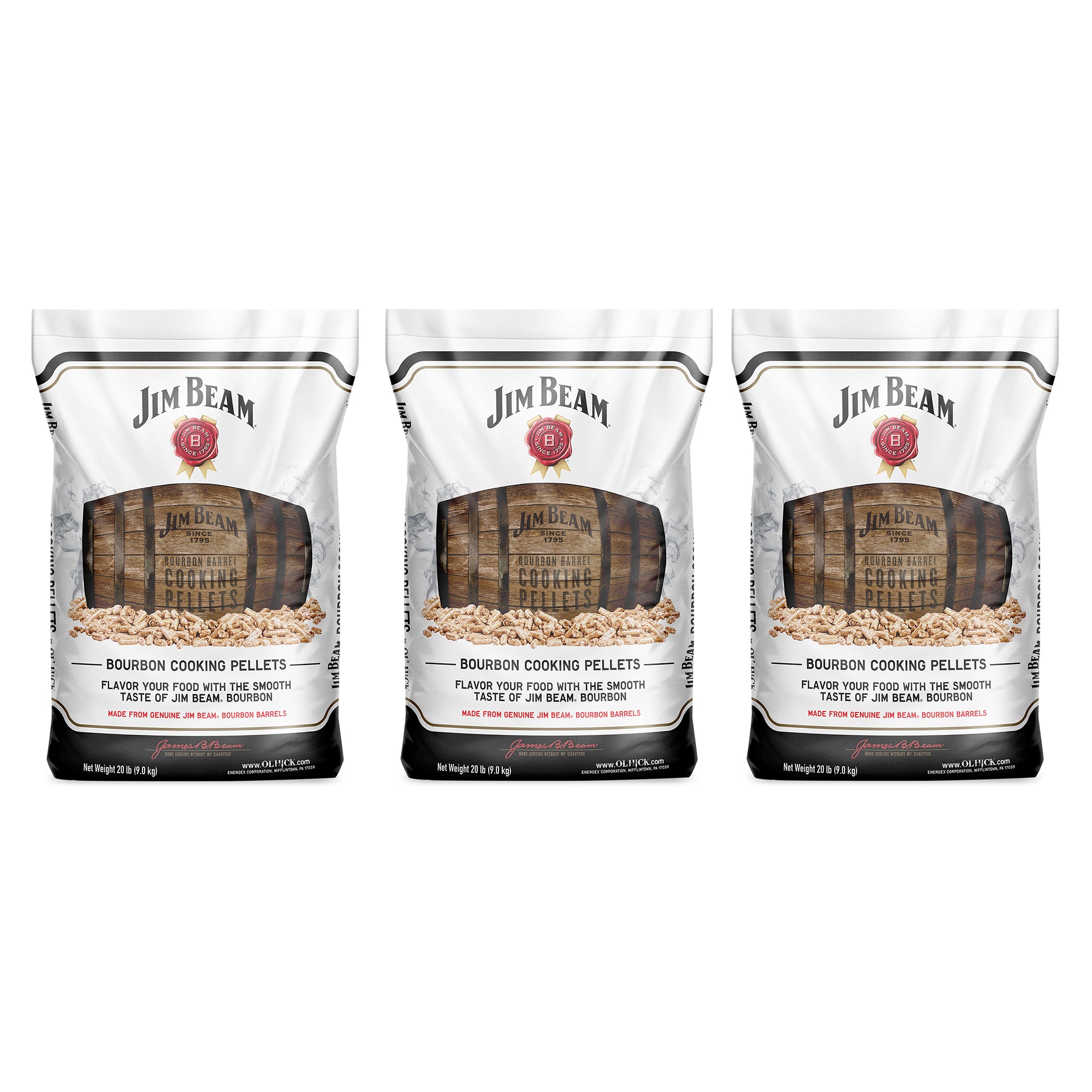 Ol' Hick Cooking Pellets Jim Beam Bourbon Barrel BBQ Grilling Pellets (3 Pack) - VMInnovations