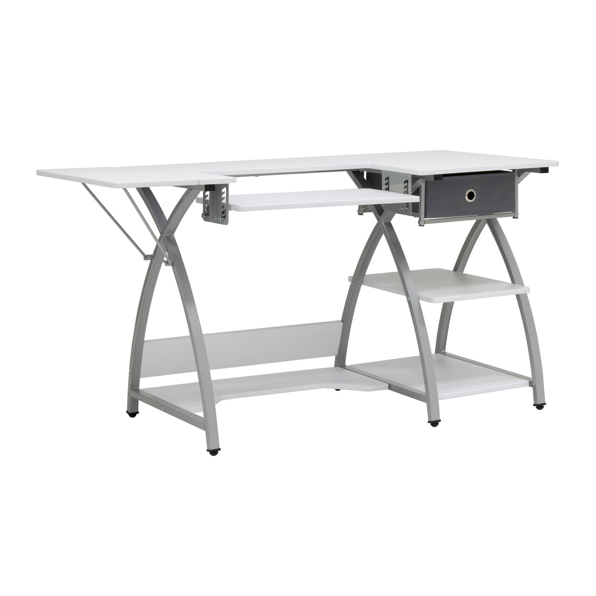 Sew Ready Venus Sewing Machine Craft Table Computer Desk, Silver (Open Box)
