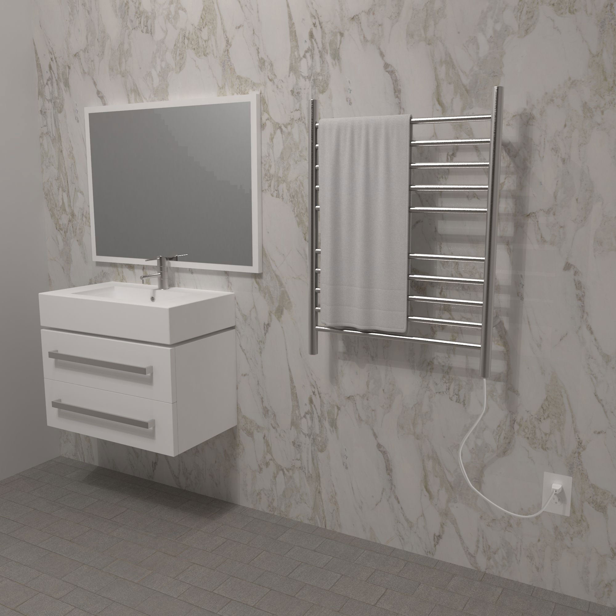 Amba Radiant 10 Bar Straight Heated Towel Warmer, Brushed Finish (Open Box)