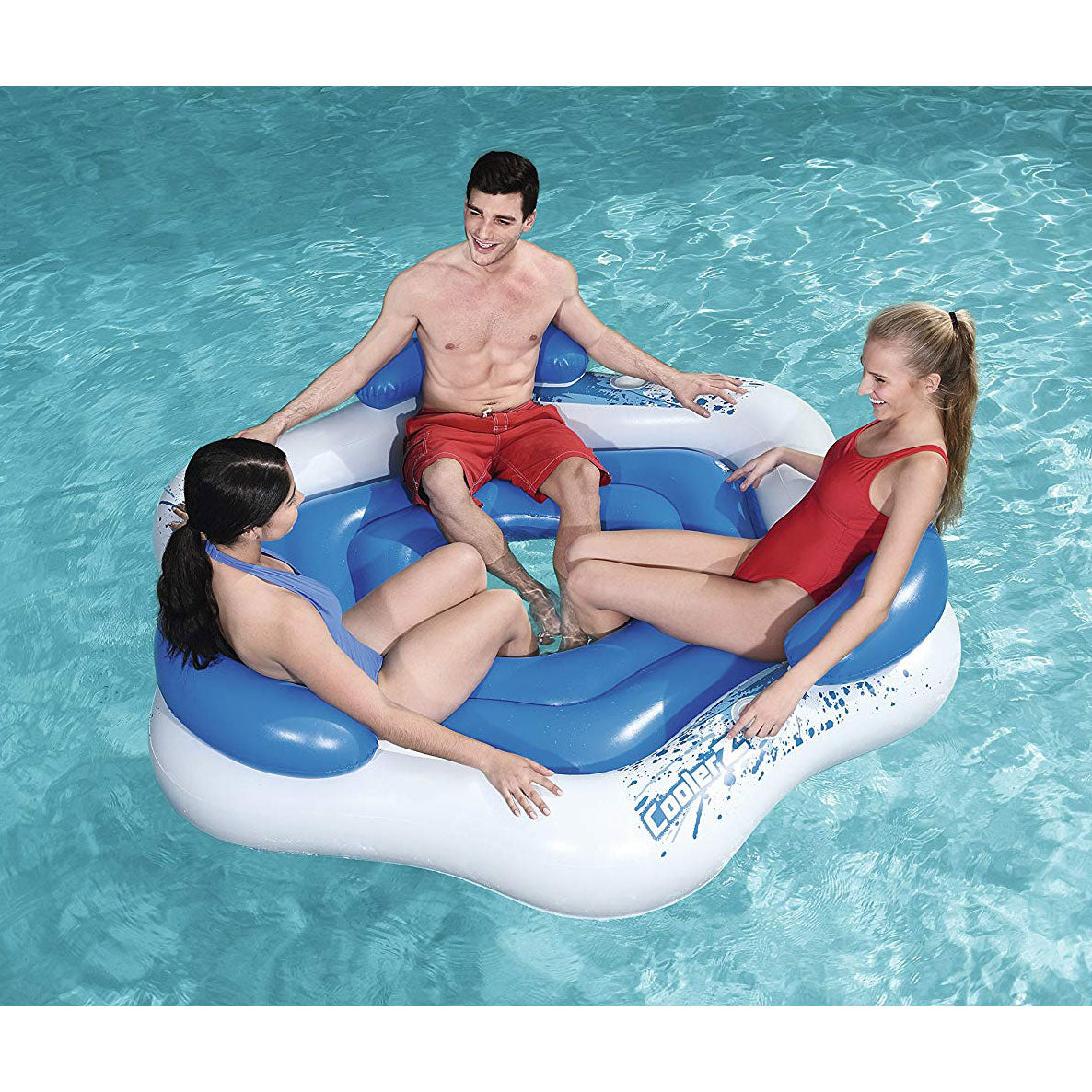 Bestway 3-Person Floating Water Island Lounge Raft With Open Bottom (2 Pack)
