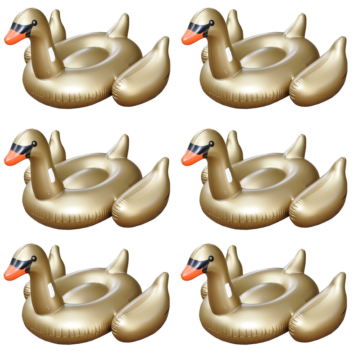Swimline Golden Swan 75 Inch Inflatable Giant Rideable Raft Pool Float (6 Pack)