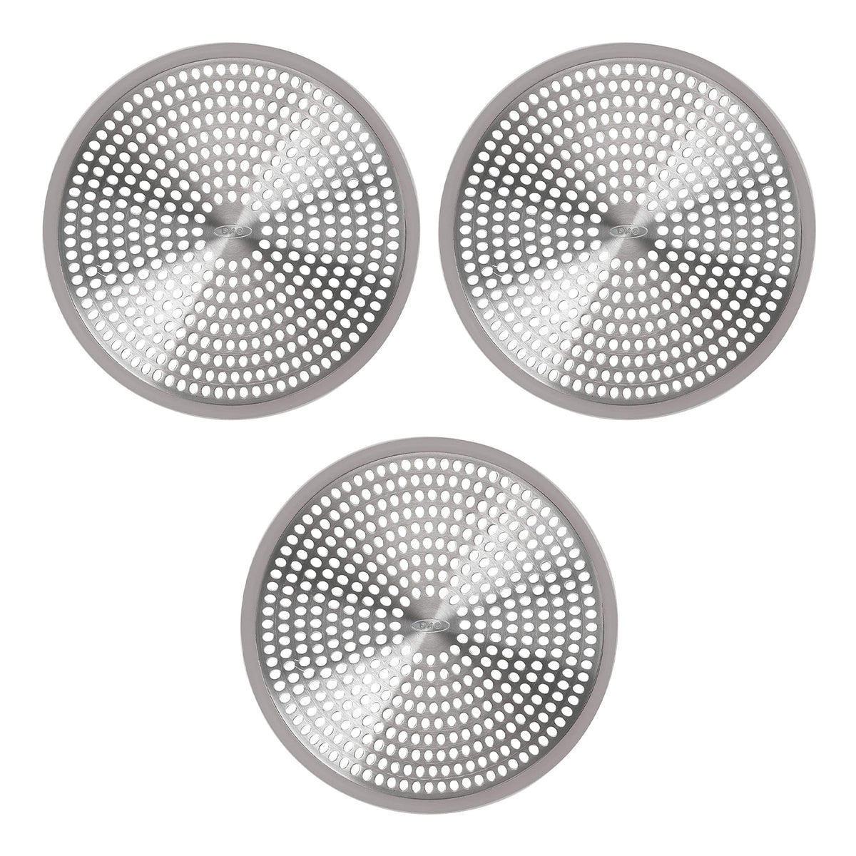 OXO Stainless Steel and Silicone Shower Stall Drain Protector, Silver (3 Pack)