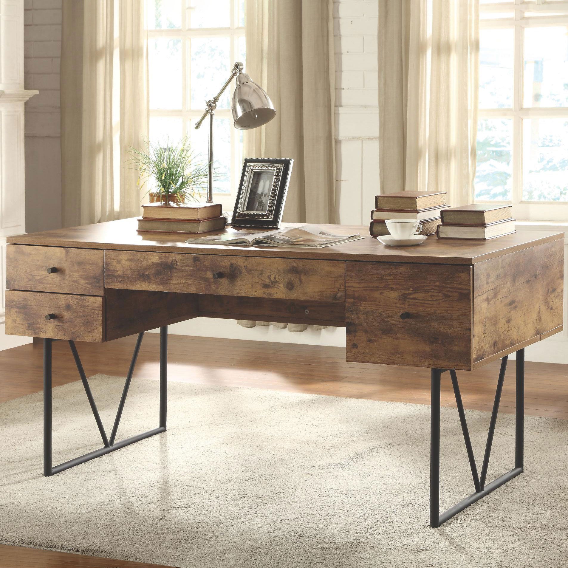 Coaster Home Furniture Barritt 4 Drawer Office Desk, Antique Nutmeg (For Parts) - VMInnovations