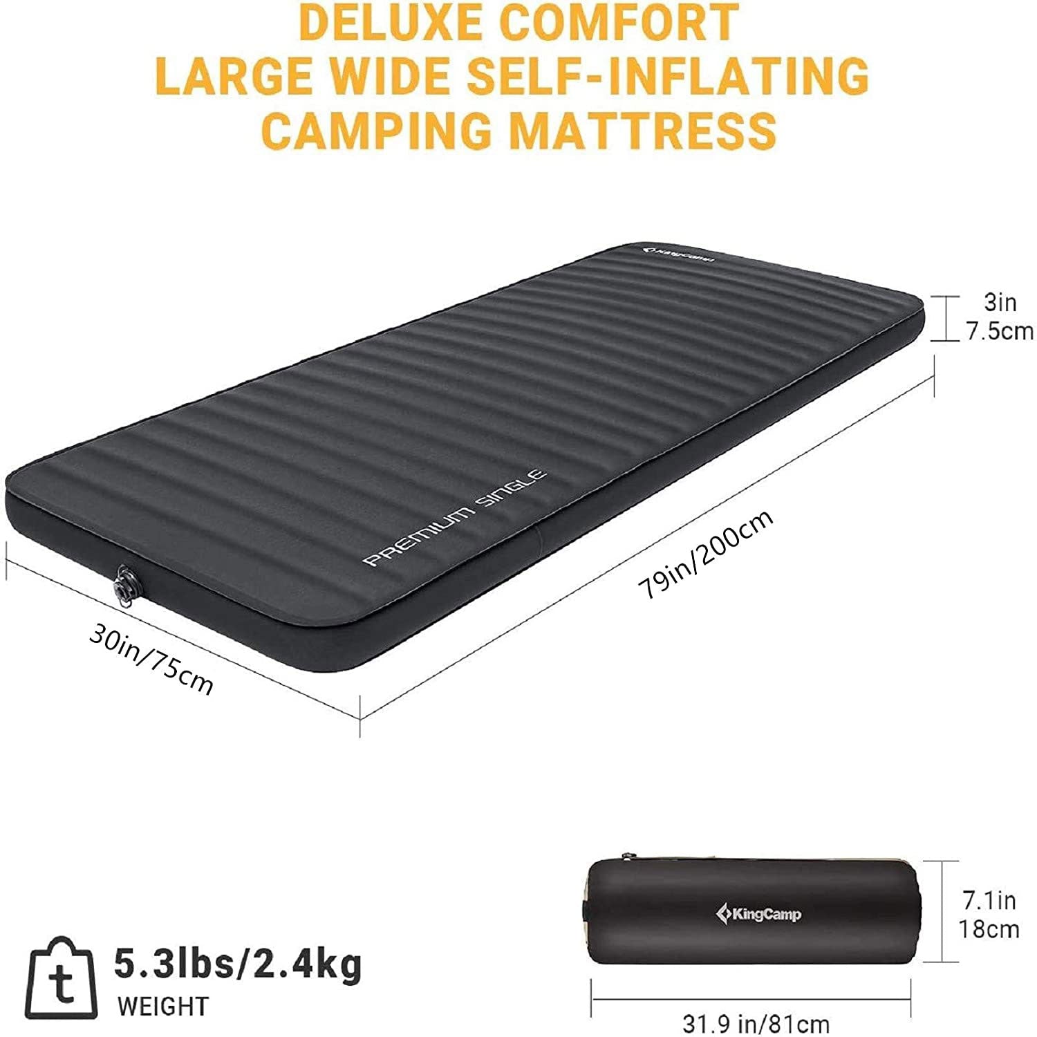 KingCamp Luxury 3D 3 Inch Extra Wide Large Self Inflating Sleeping Pad (Used) - VMInnovations